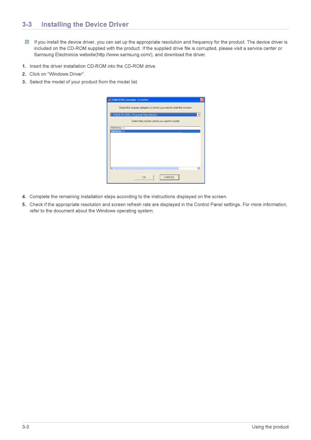 Samsung LS22LRKKUV/EN, LS22LRKKUV/CH manual Installing the Device Driver 