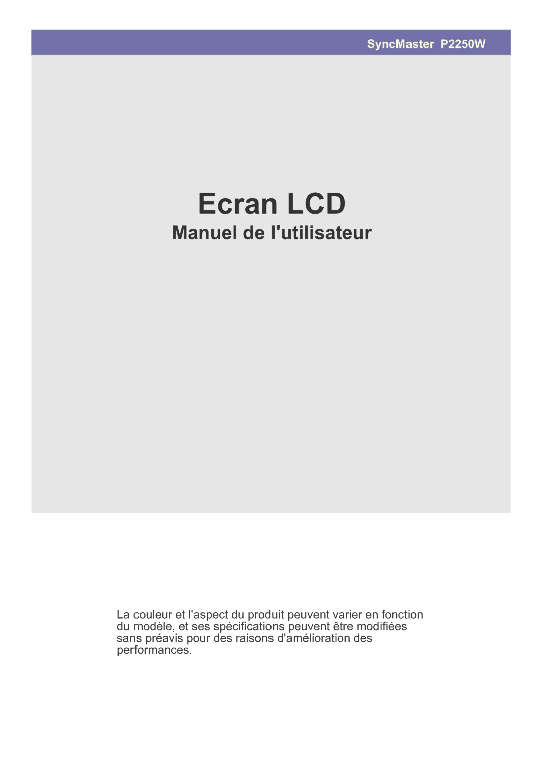 Samsung LS22LRKKUV/EN manual Ecran LCD 