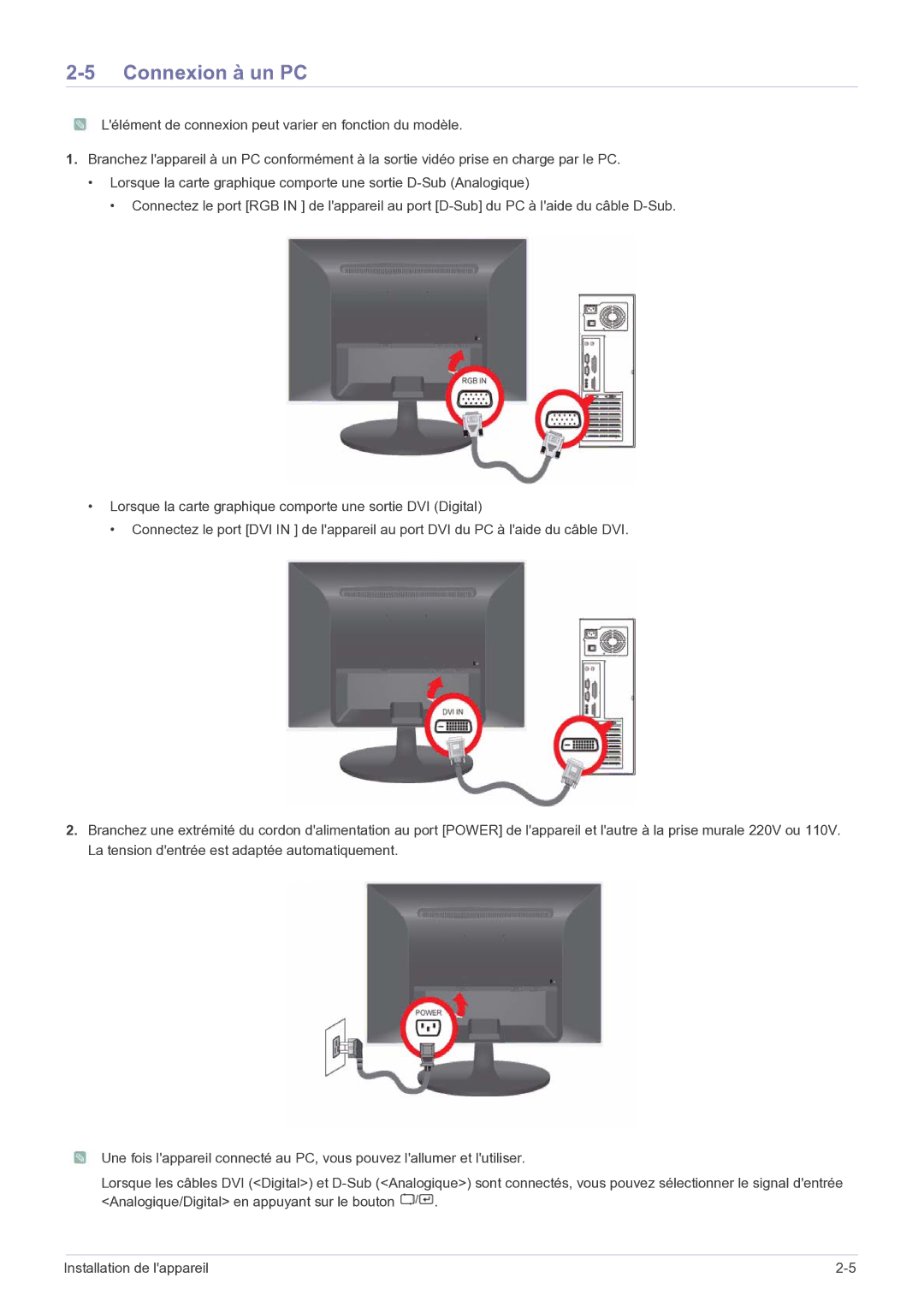 Samsung LS22LRKKUV/EN manual Connexion à un PC 