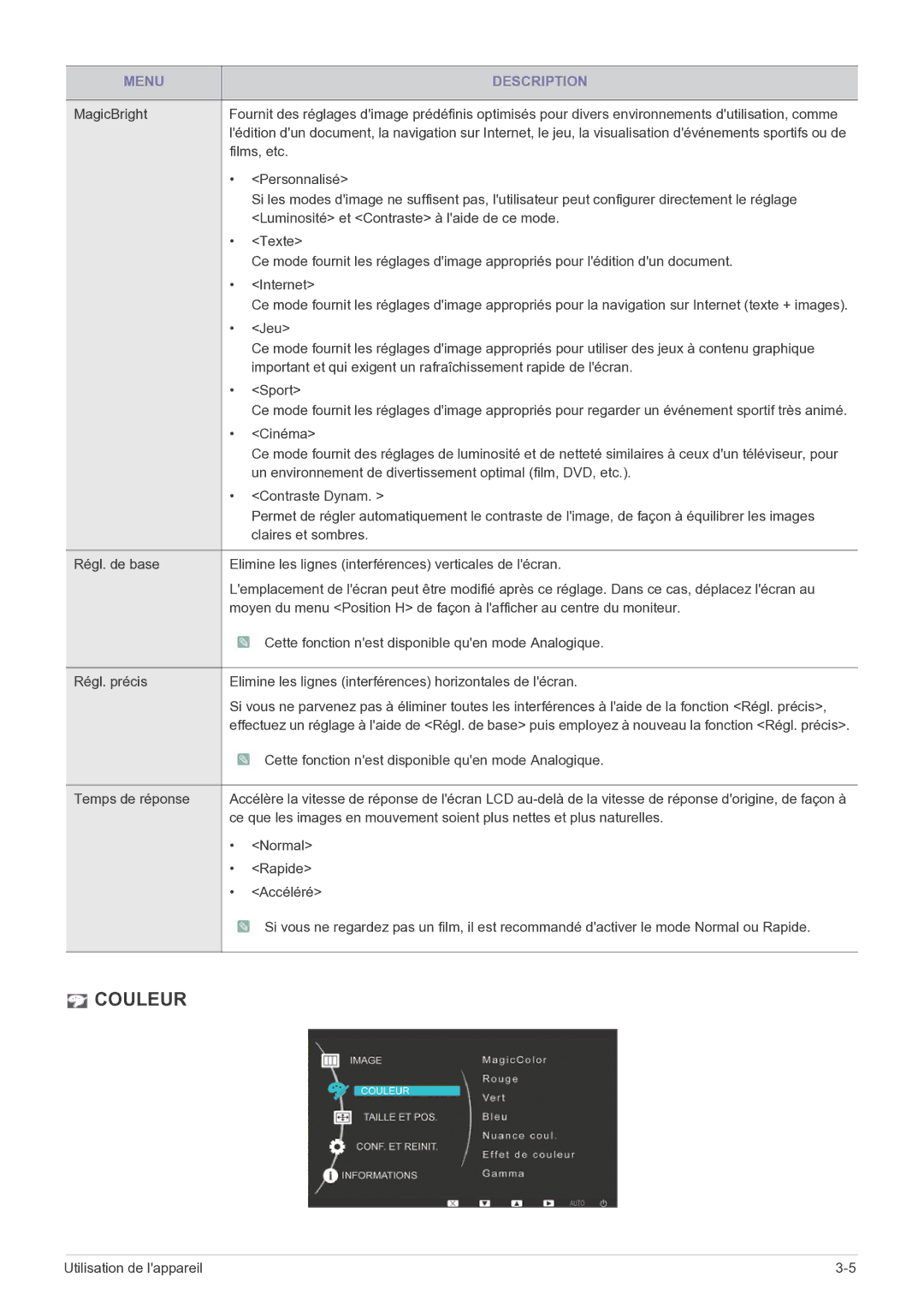 Samsung LS22LRKKUV/EN Films, etc, Personnalisé, Luminosité et Contraste à laide de ce mode, Texte, Internet, Jeu, Sport 