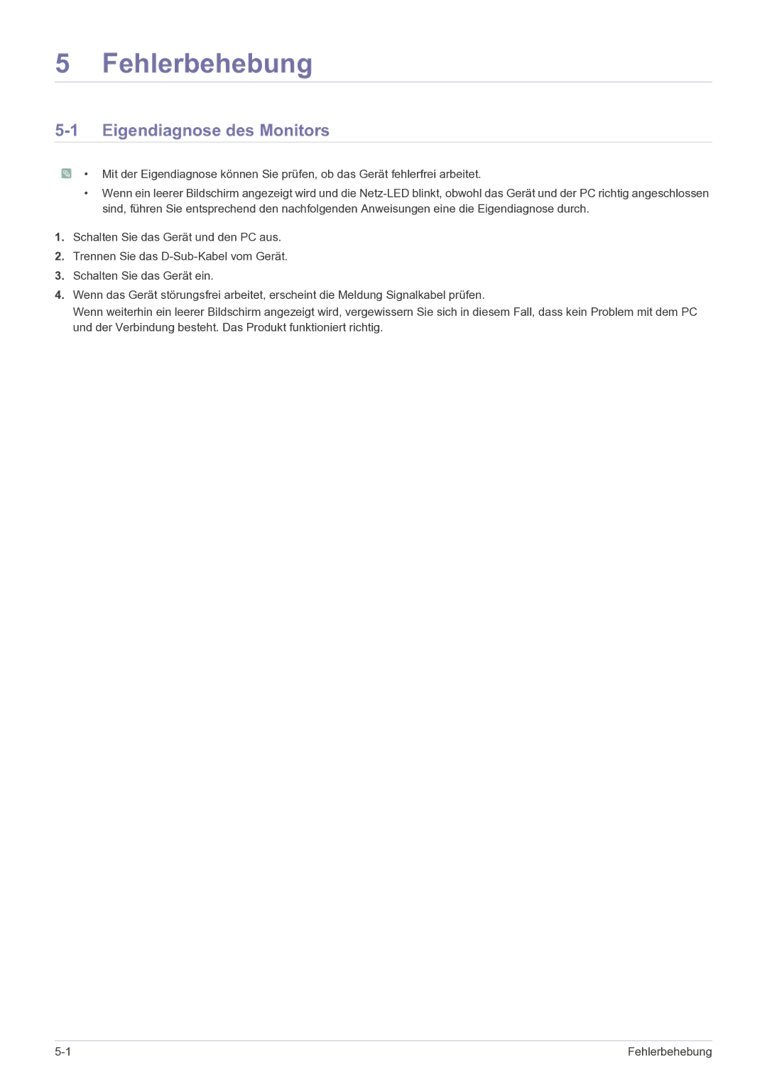 Samsung LS22LRKKUV/EN manual Fehlerbehebung, Eigendiagnose des Monitors 