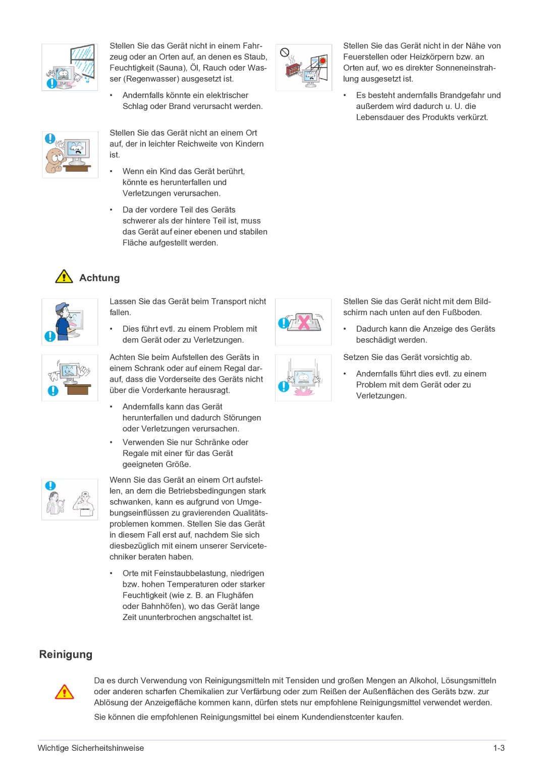 Samsung LS22LRKKUV/EN manual Reinigung 