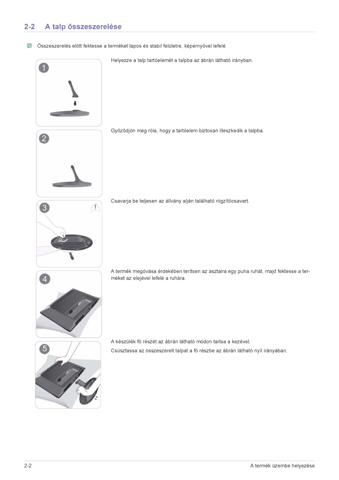 Samsung LS22LRKKUV/EN manual Talp összeszerelése 