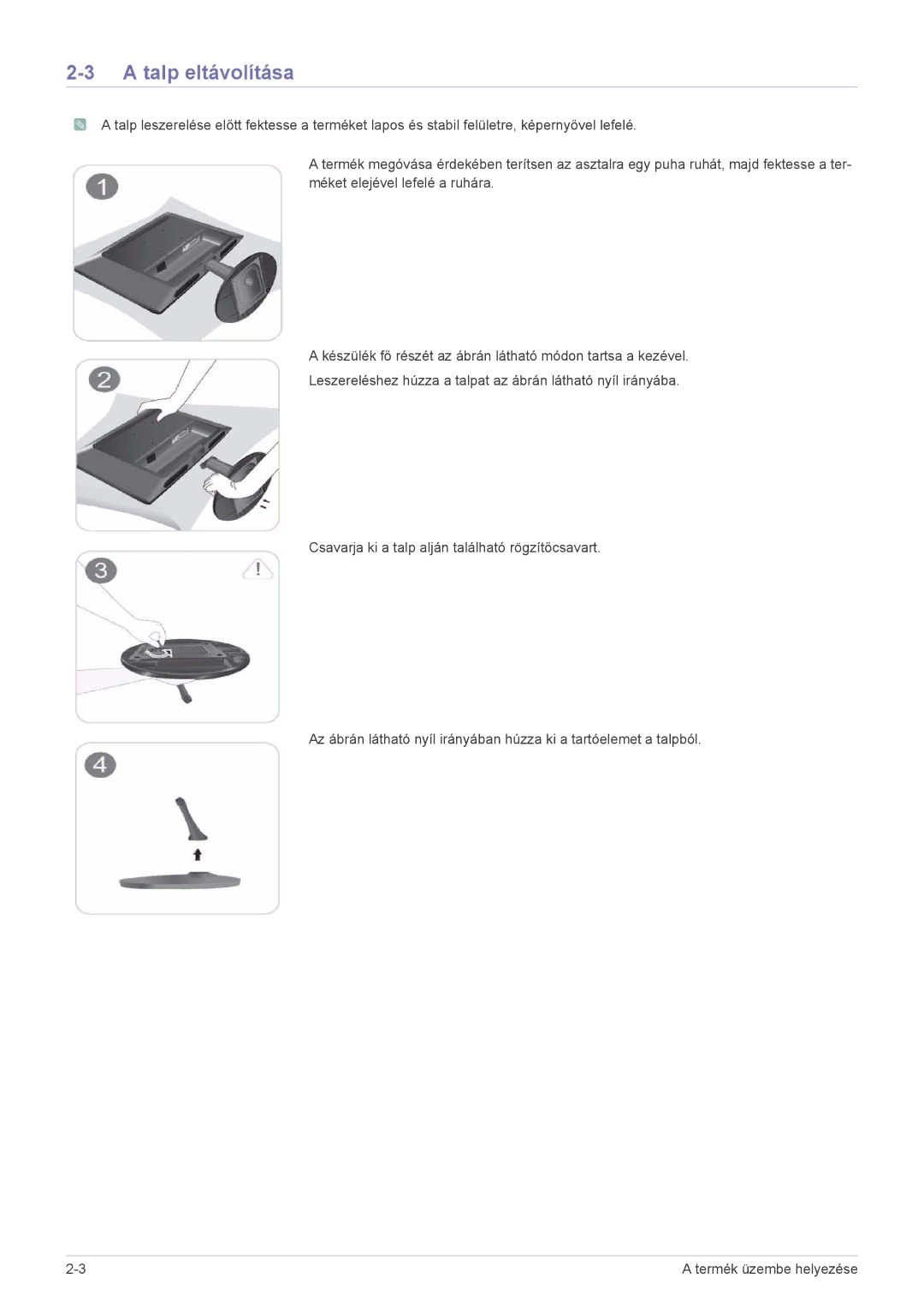 Samsung LS22LRKKUV/EN manual Talp eltávolítása 