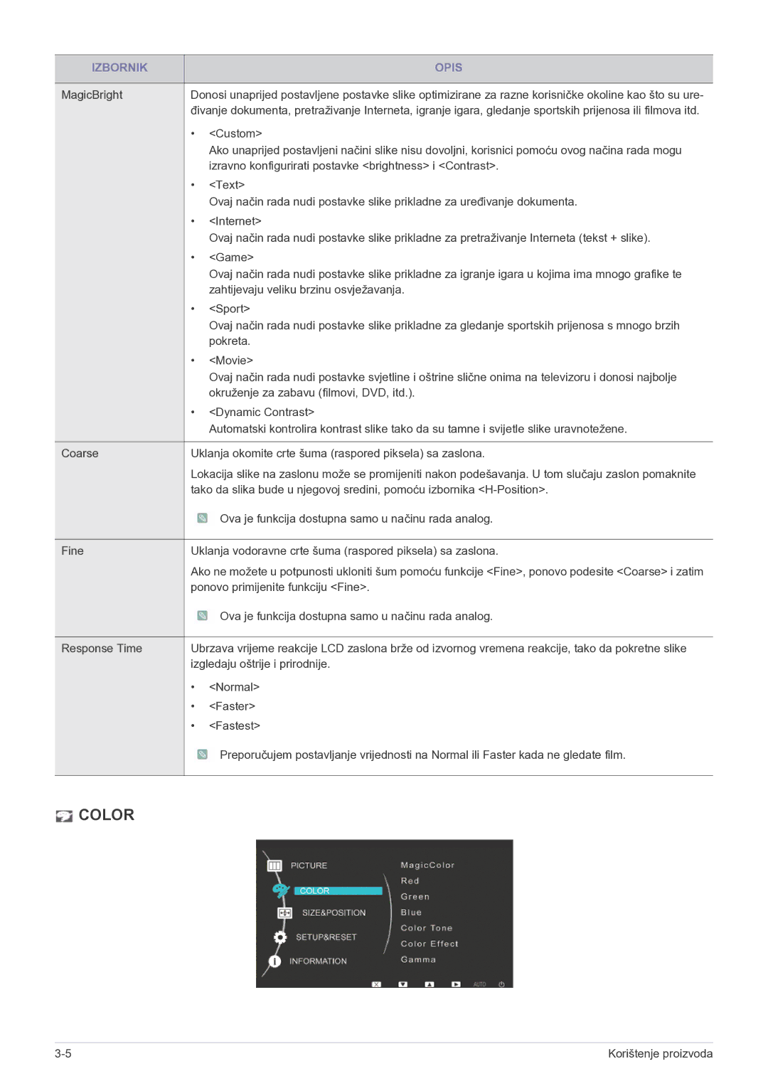 Samsung LS22LRKKUV/EN manual Color 