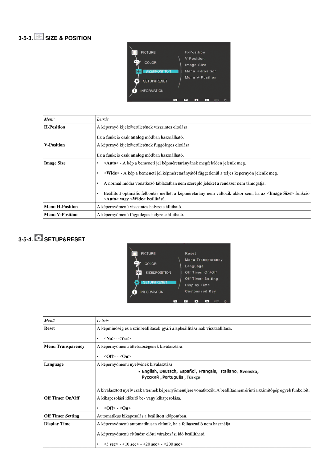 Samsung LS22LRYKU/EN, LS23LRYKU/EN manual Size & Position, Setup&Reset 