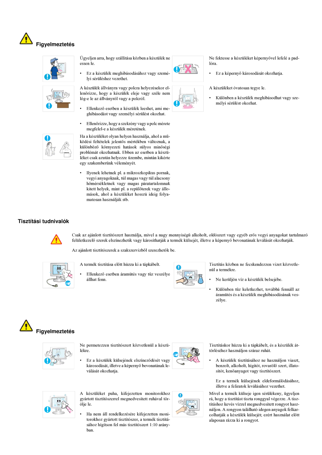 Samsung LS23LRYKU/EN, LS22LRYKU/EN manual Tisztítási tudnivalók 