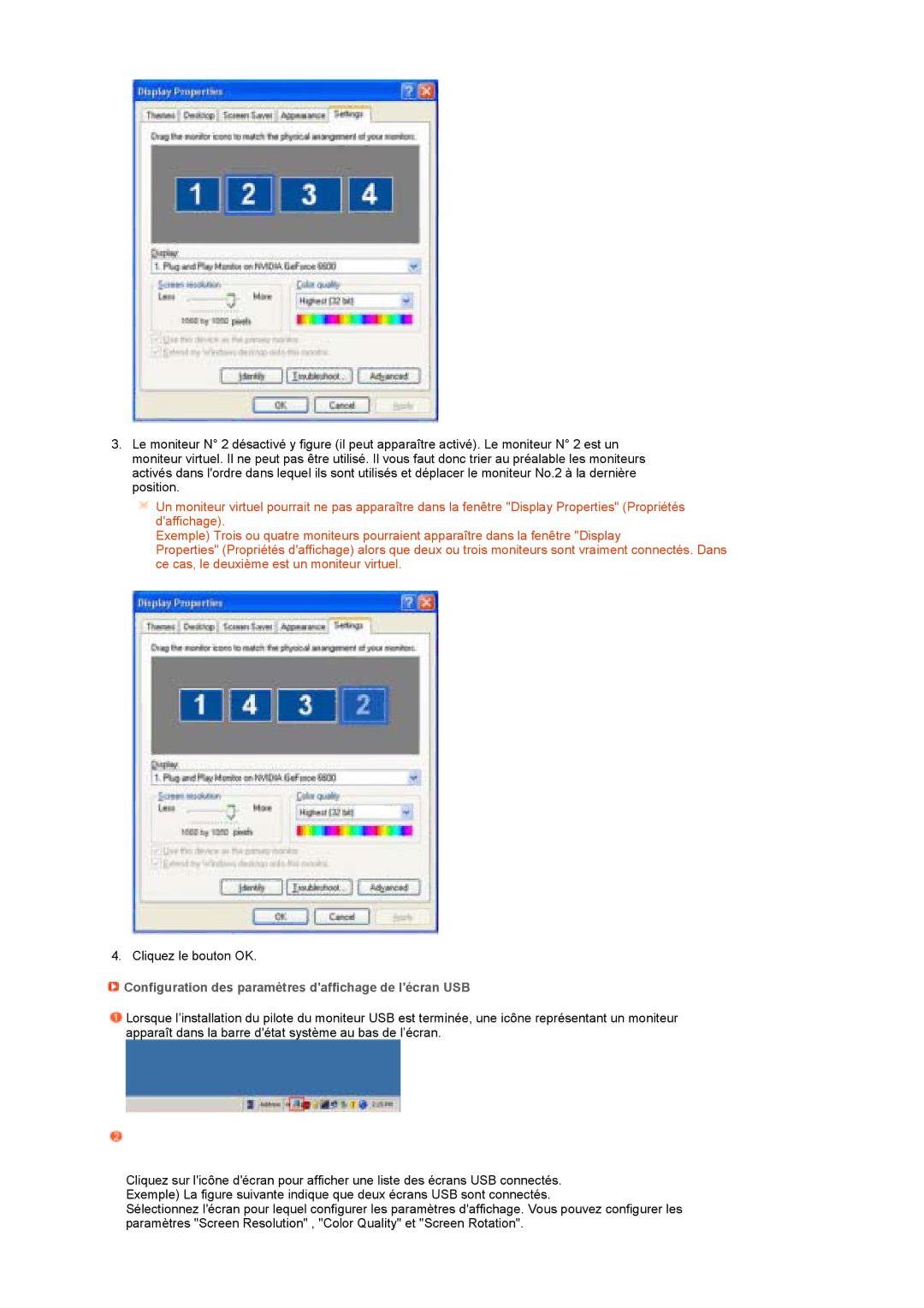 Samsung LS22MEPSF/EDC manual Configuration des paramètres daffichage de lécran USB 