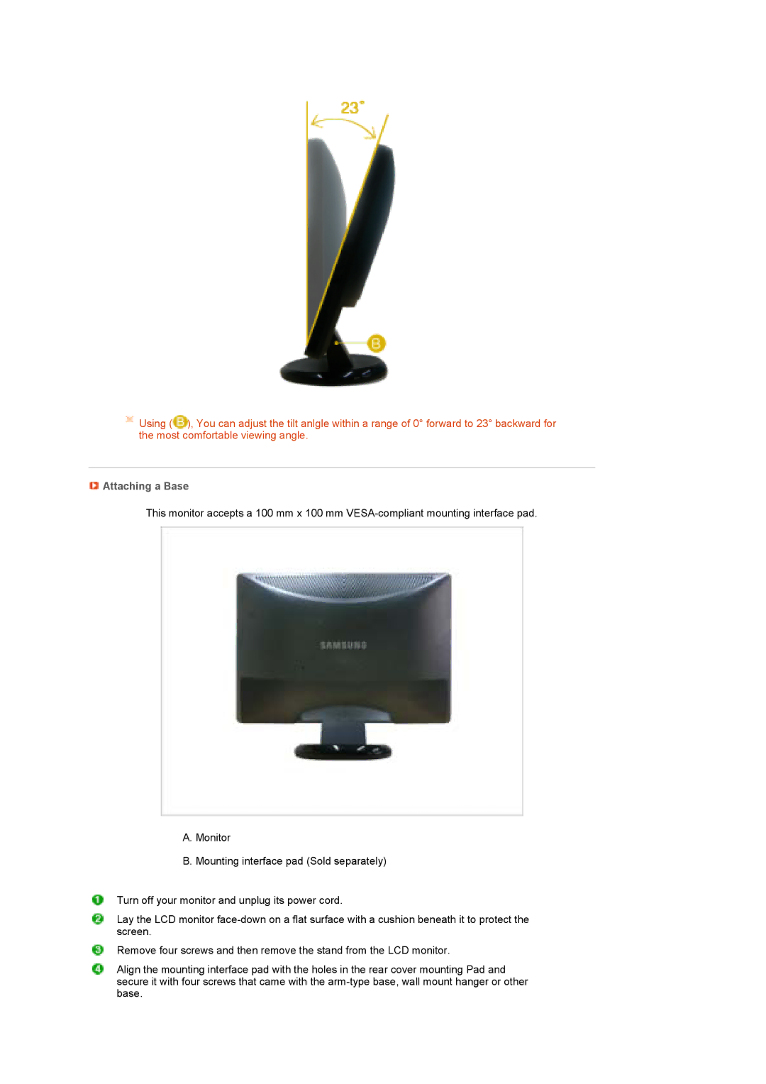 Samsung LS22MEPSF/EDC manual Attaching a Base 