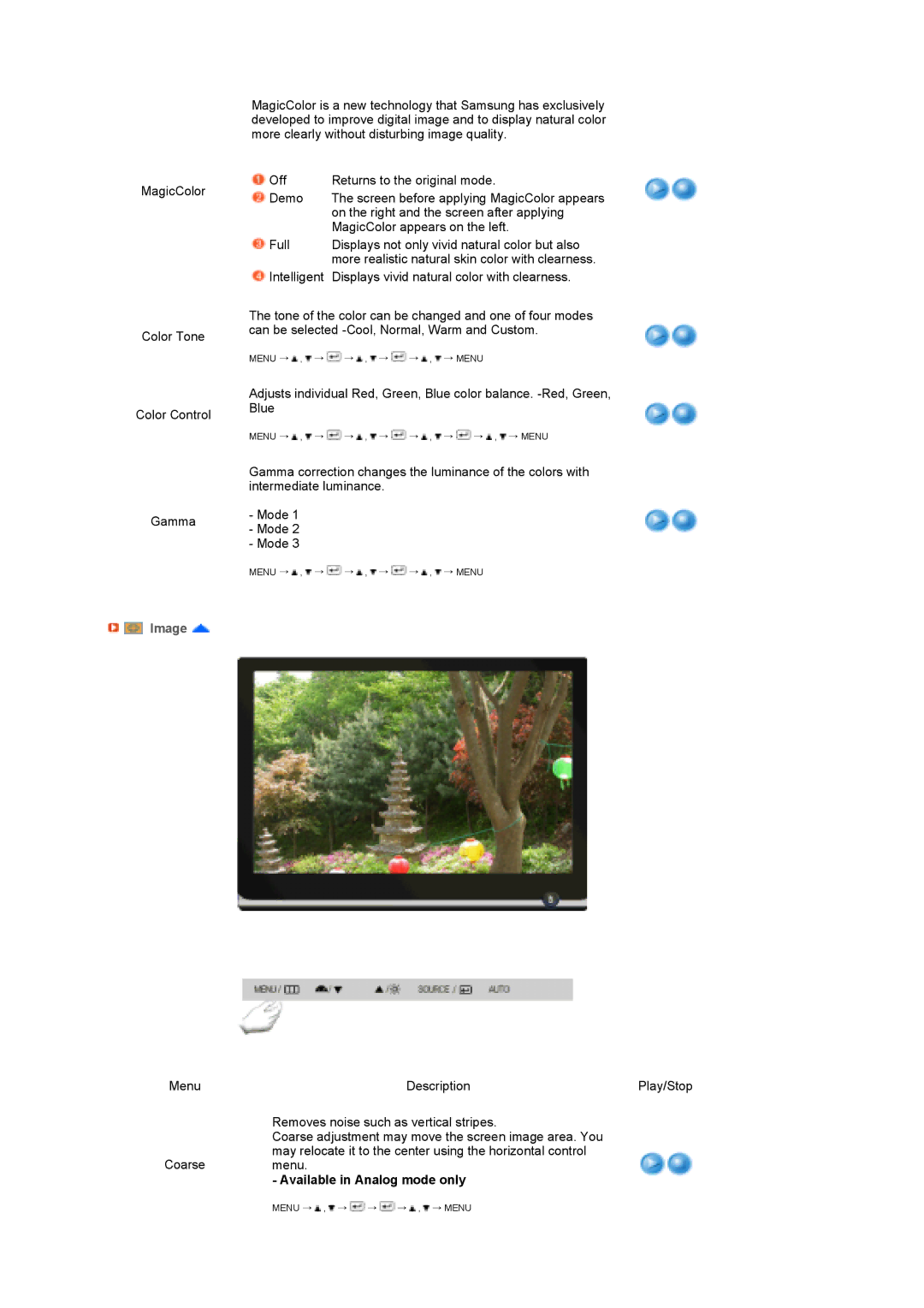 Samsung LS22MEPSF/EDC manual Image, Available in Analog mode only 