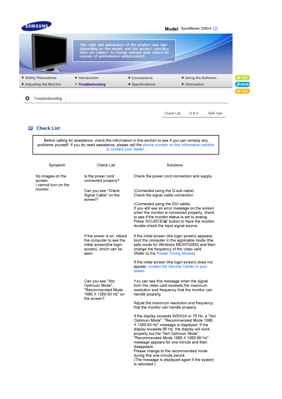 Samsung LS22MEPSF/EDC manual Check List, Or contact your dealer 