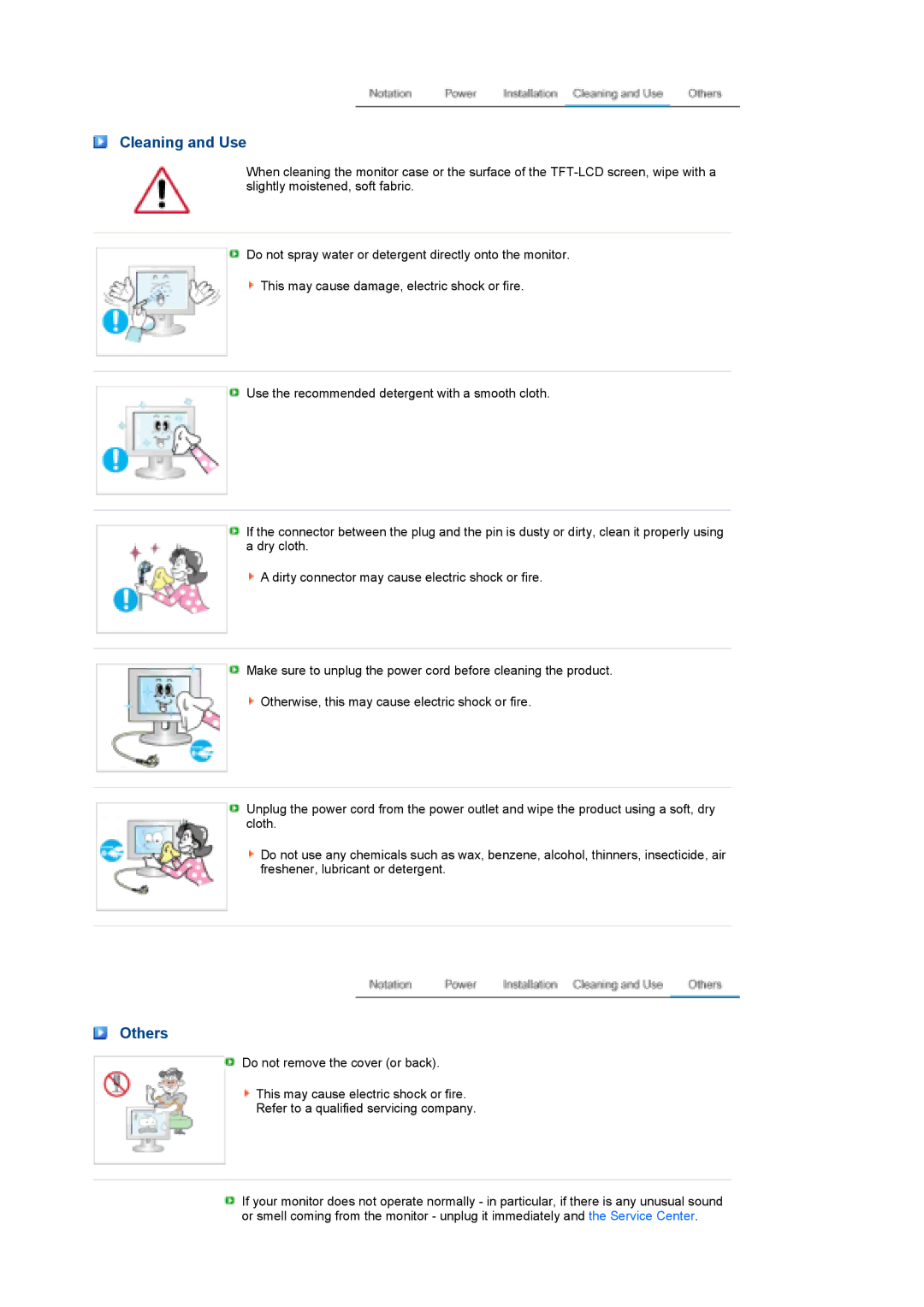 Samsung LS22MEPSF/EDC manual Cleaning and Use, Others 