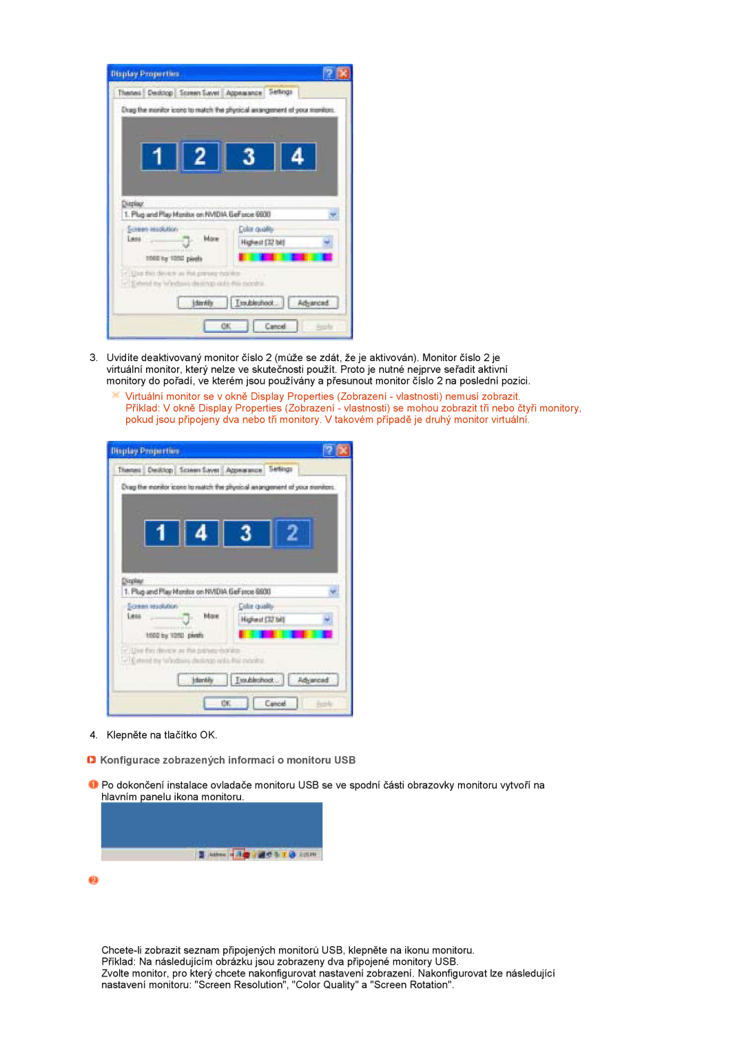 Samsung LS22MEPSF/EDC manual Konfigurace zobrazených informací o monitoru USB 