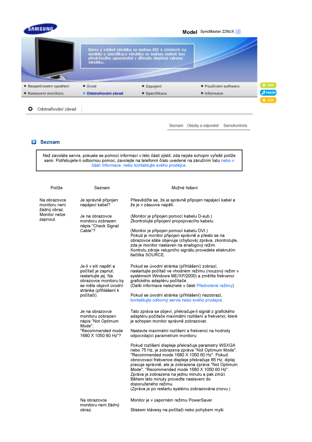 Samsung LS22MEPSF/EDC manual Seznam 