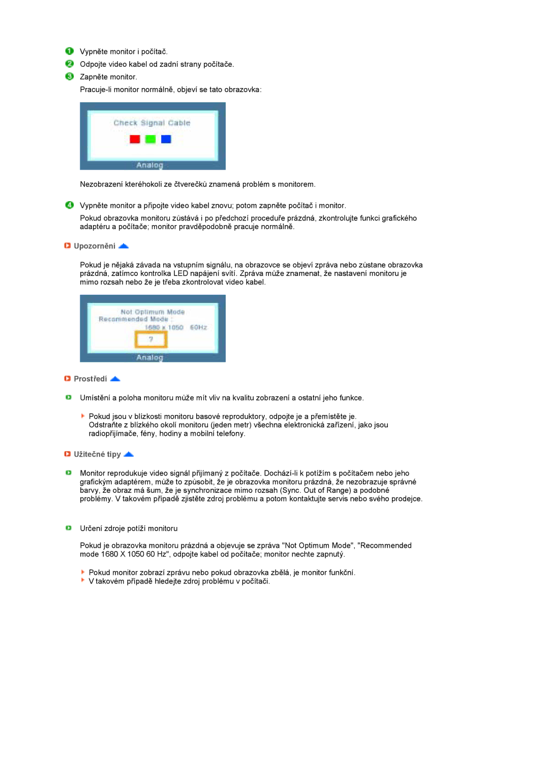 Samsung LS22MEPSF/EDC manual Upozornění, Prostředí, Užitečné tipy 