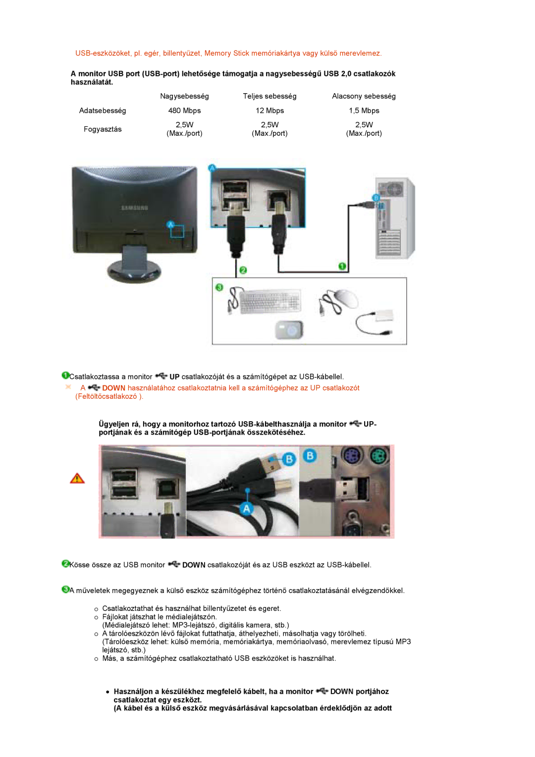 Samsung LS22MEPSF/EDC manual Nagysebesség Teljes sebesség 