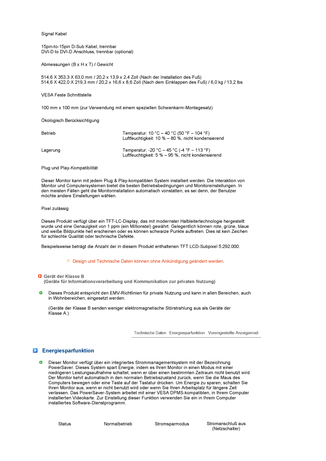 Samsung LS22MEVSFV/EDC manual Energiesparfunktion 