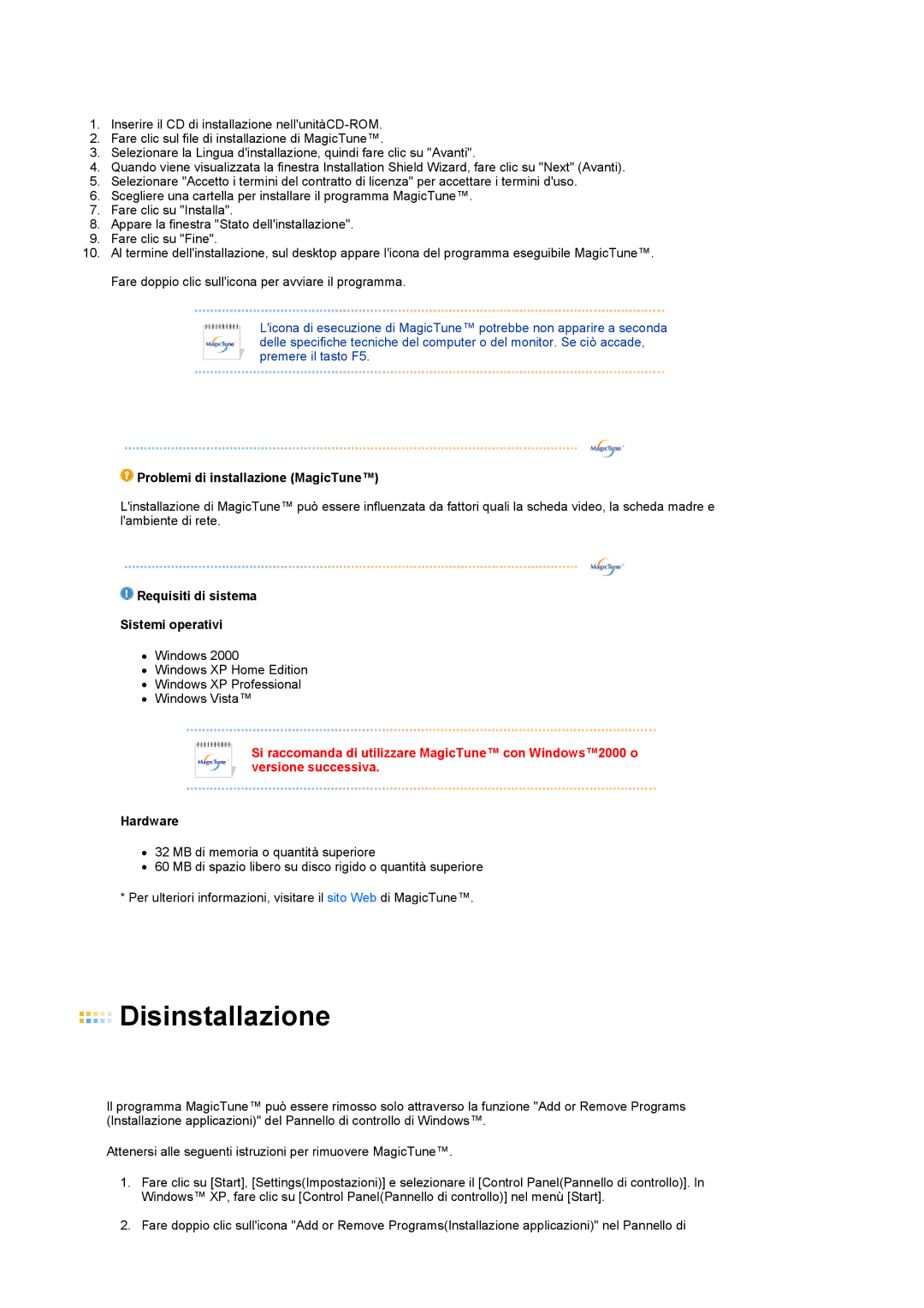 Samsung LS22MEVSFV/EDC manual Disinstallazione 