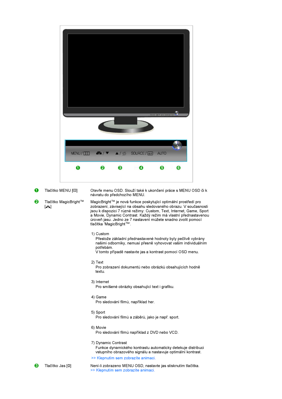 Samsung LS22MEVSFV/EDC manual Klepnutím sem zobrazíte animaci 