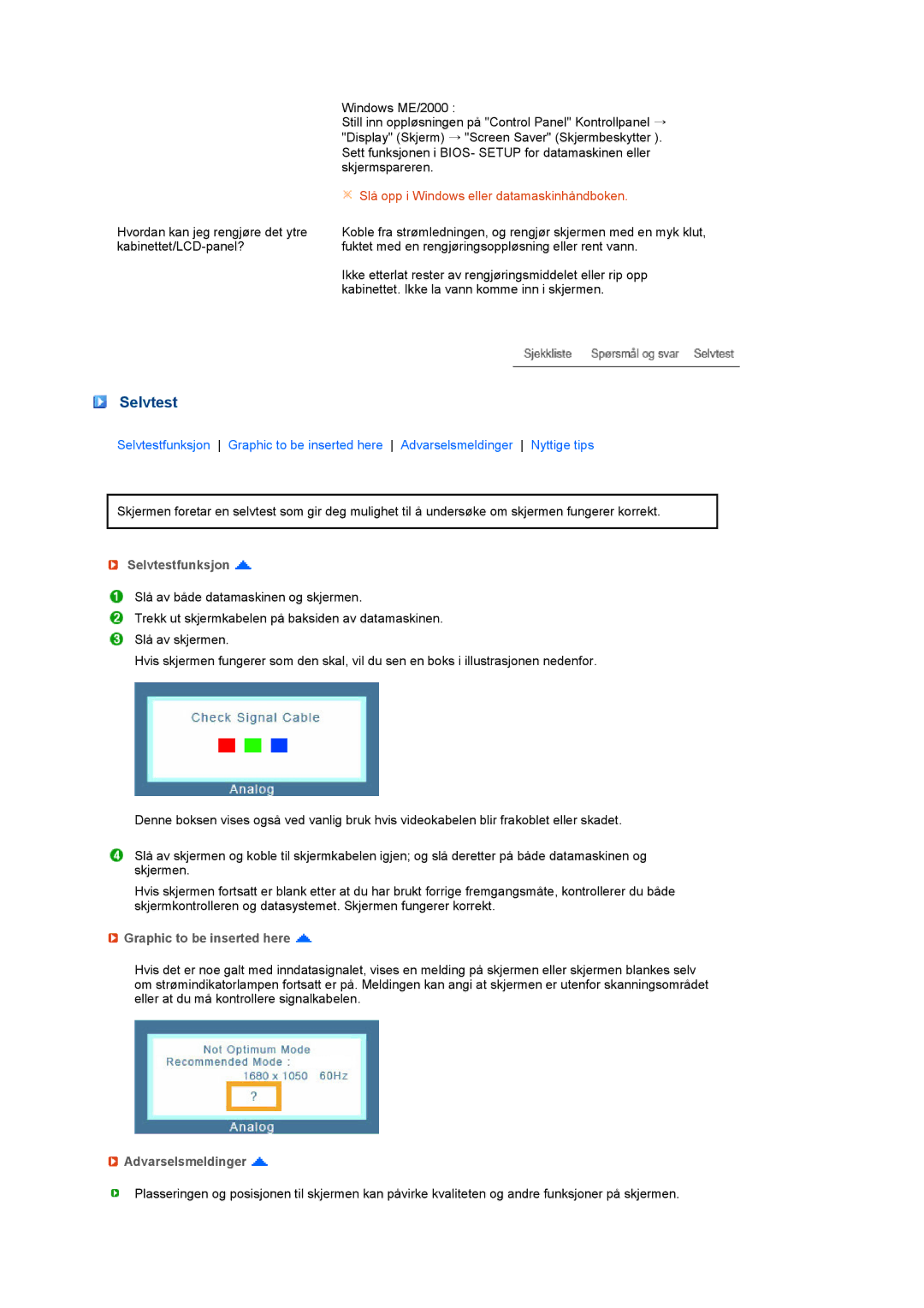 Samsung LS22MEVSFV/EDC manual Selvtestfunksjon, Graphic to be inserted here 