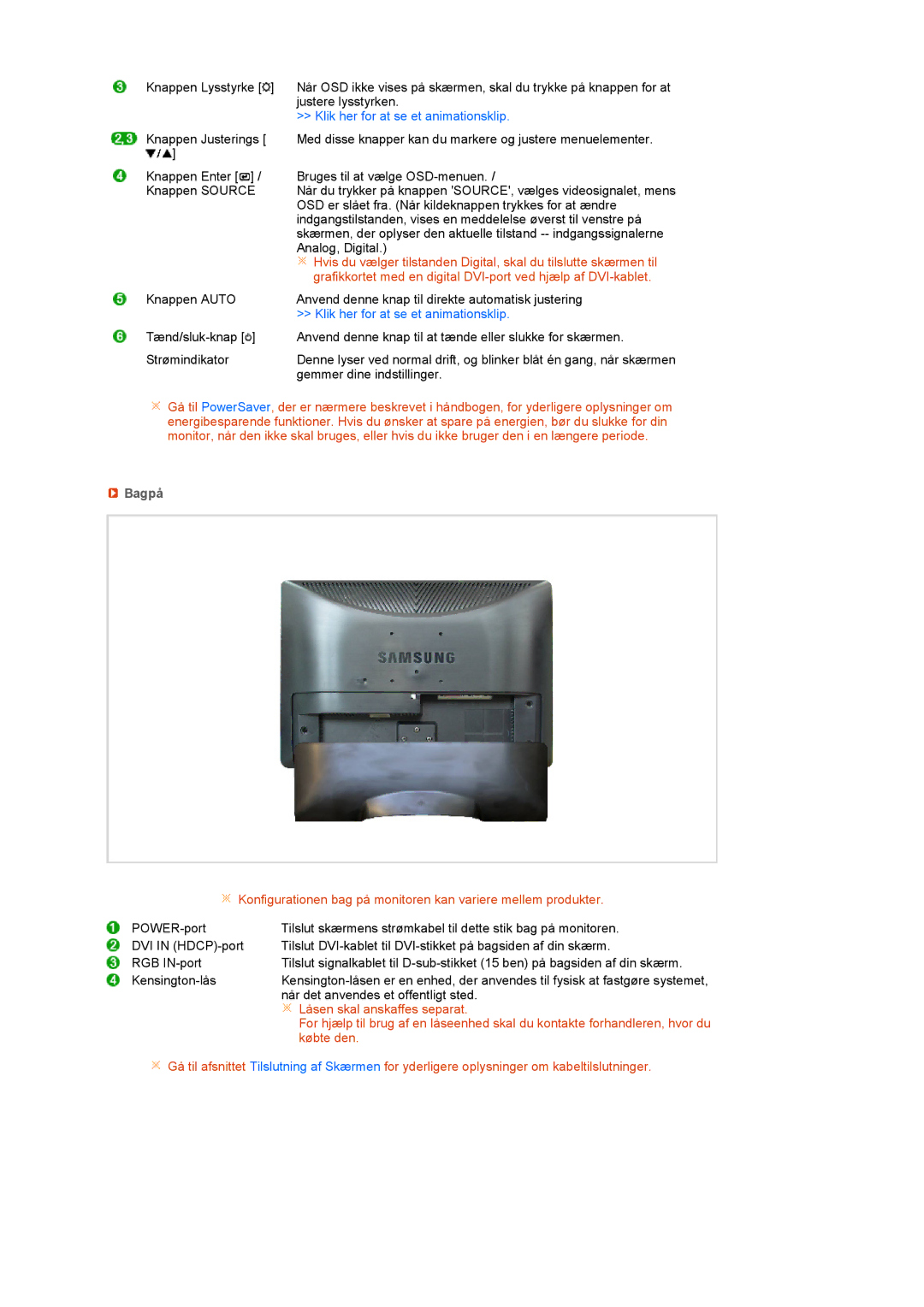 Samsung LS22MEVSFV/EDC manual Bagpå 