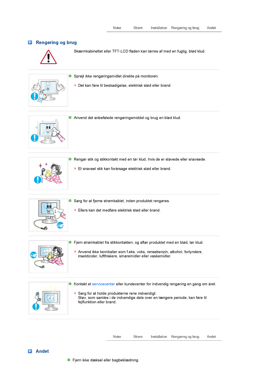 Samsung LS22MEVSFV/EDC manual Rengøring og brug, Andet 