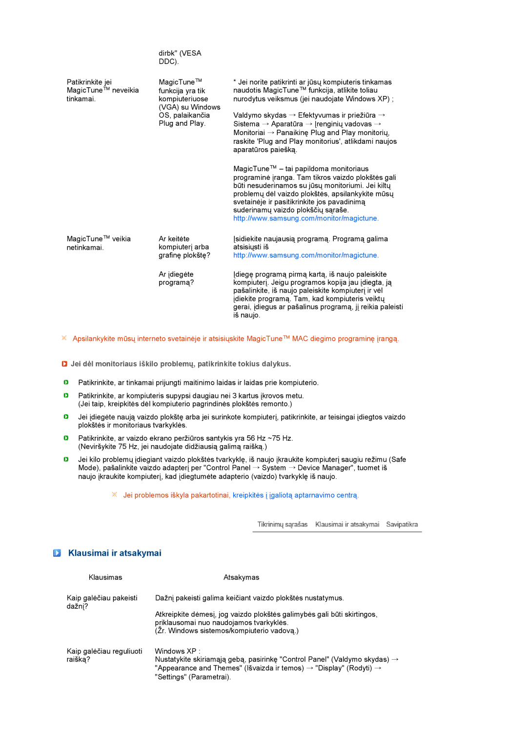 Samsung LS22MEVSFV/EDC manual Klausimai ir atsakymai, Ddc 