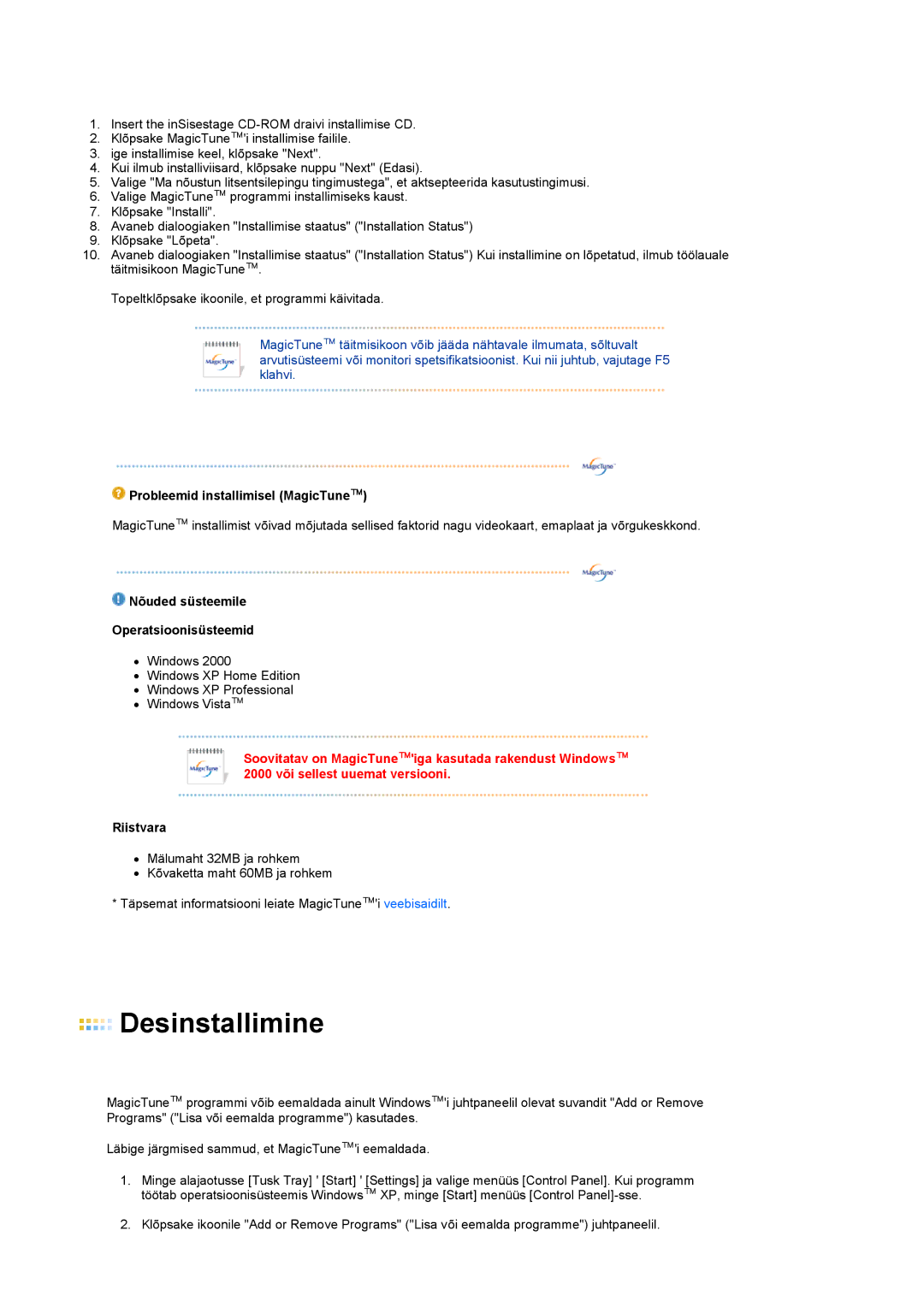 Samsung LS22MEVSFV/EDC manual Desinstallimine 