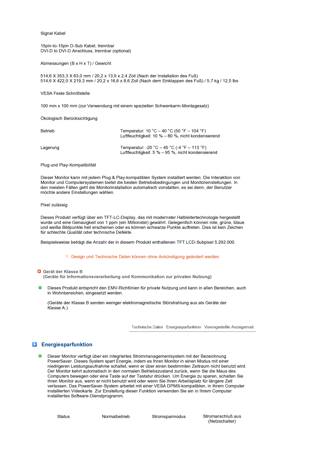 Samsung LS22MEXSFV/EDC manual Energiesparfunktion 