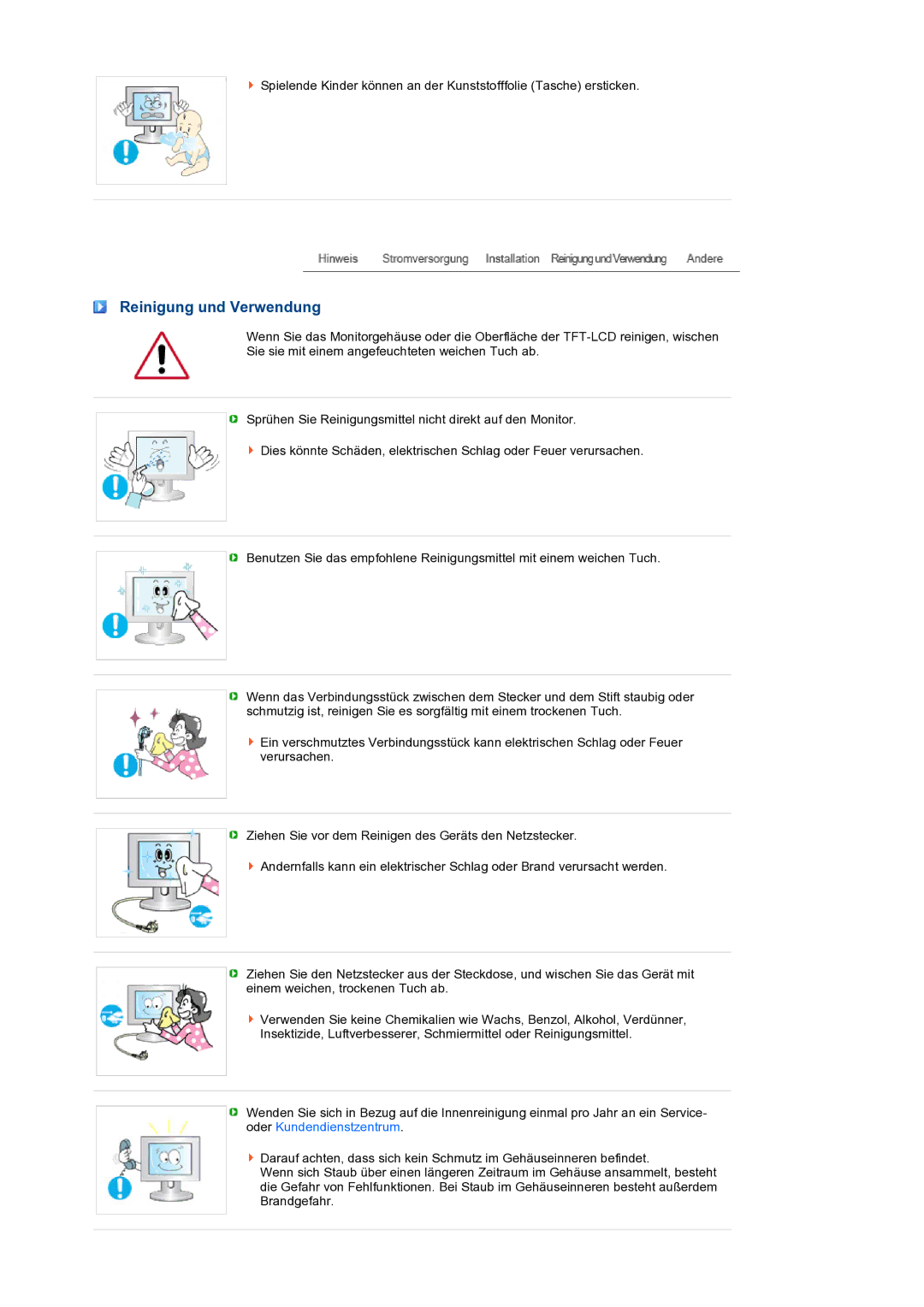 Samsung LS22MEXSFV/EDC manual Reinigung und Verwendung 