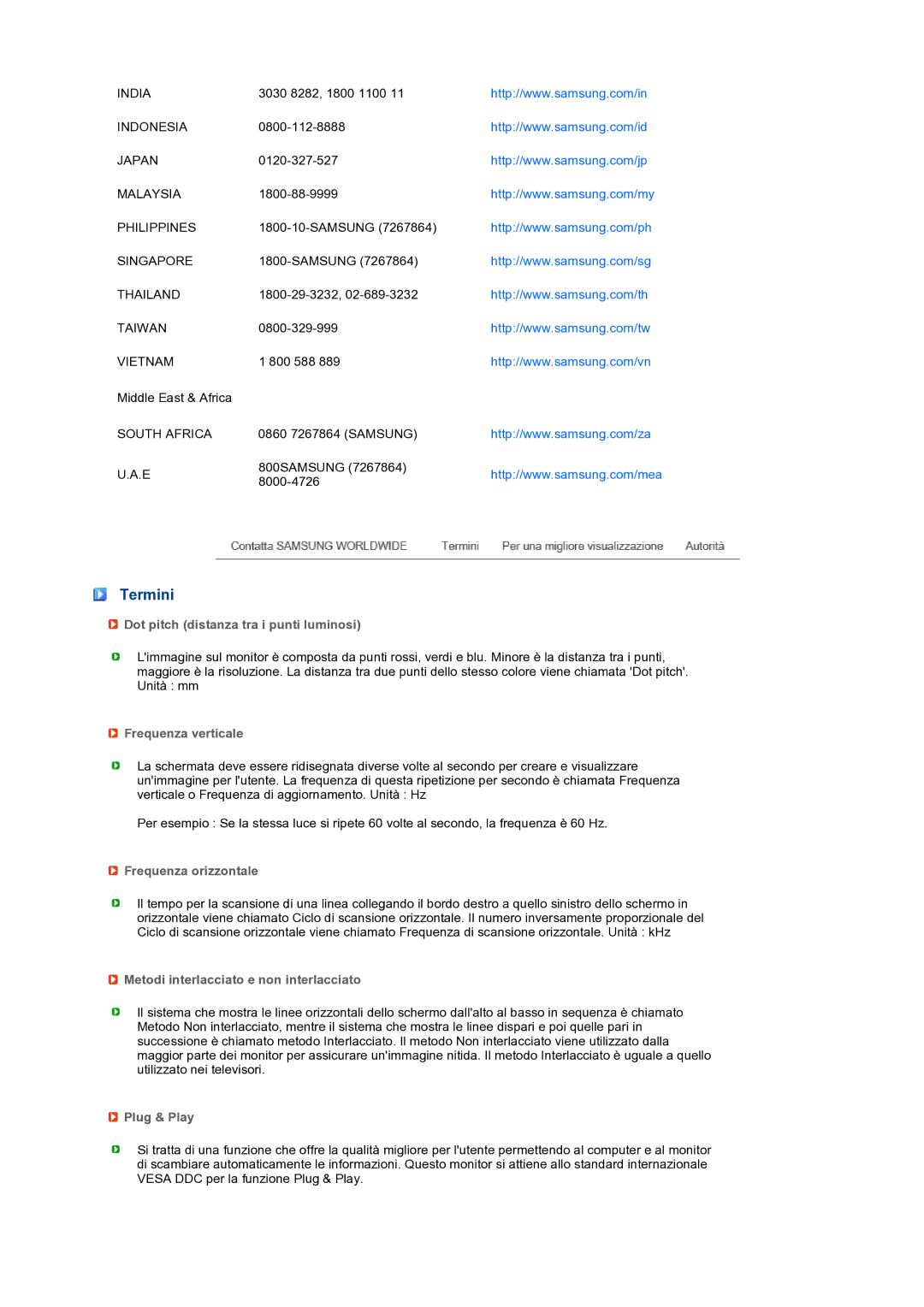 Samsung LS22MEXSFV/EDC manual Termini 