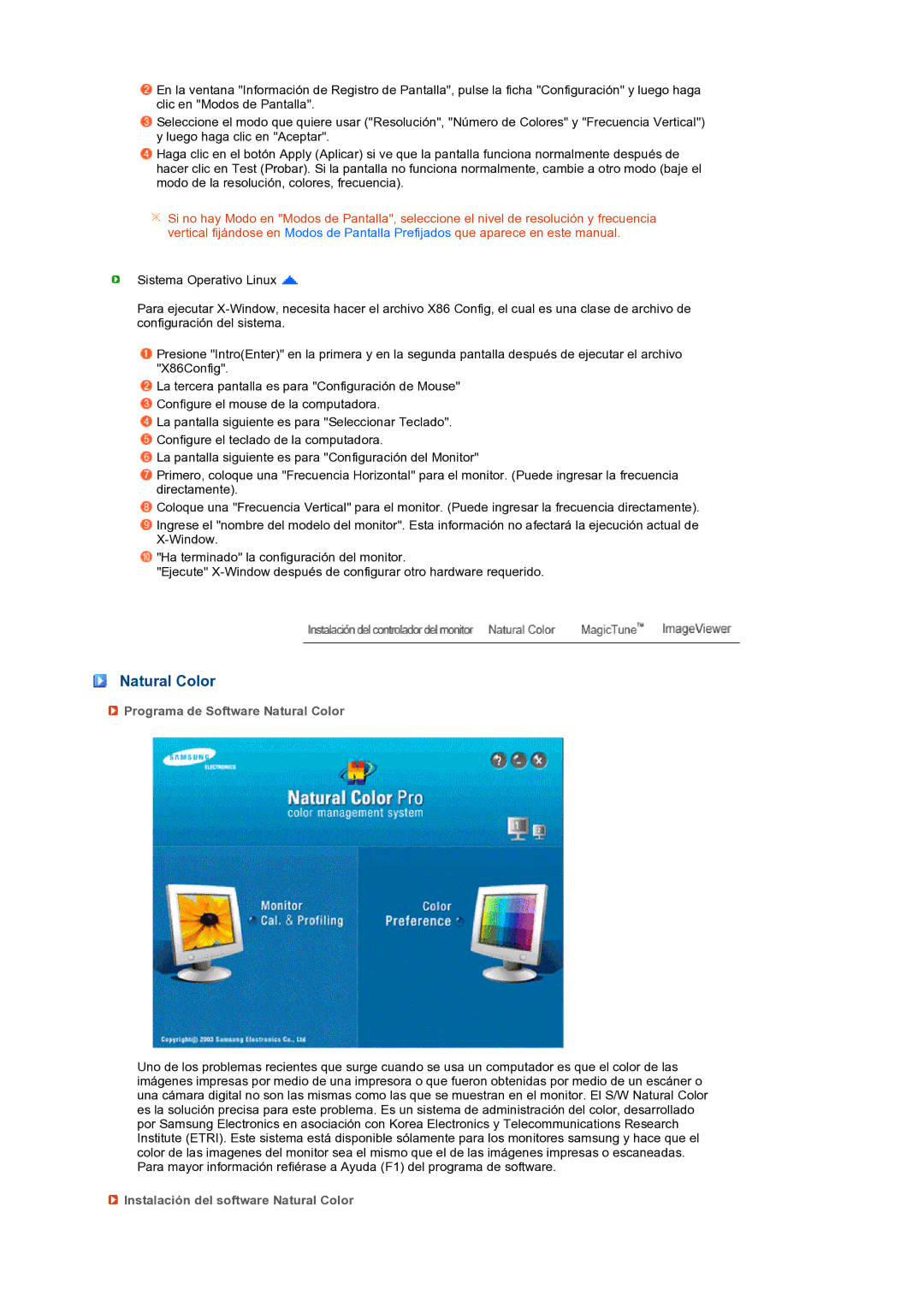 Samsung LS22MEXSFV/EDC manual Programa de Software Natural Color, Instalación del software Natural Color 