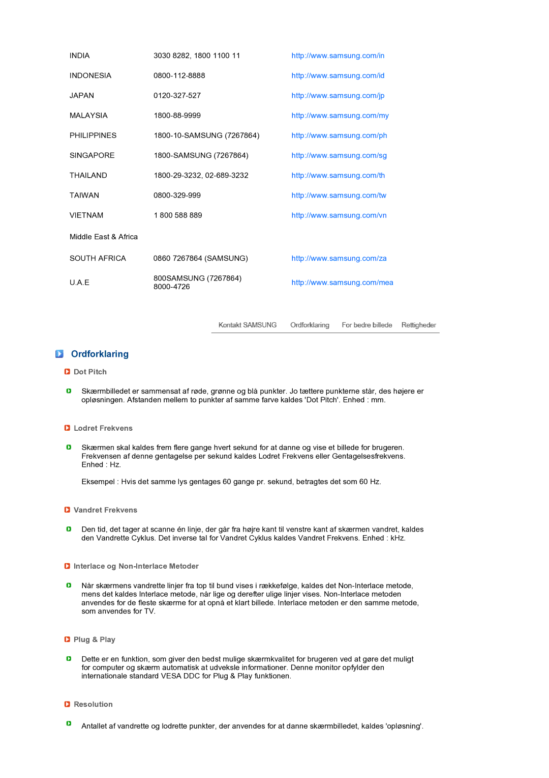 Samsung LS22MEXSFV/EDC manual Ordforklaring 