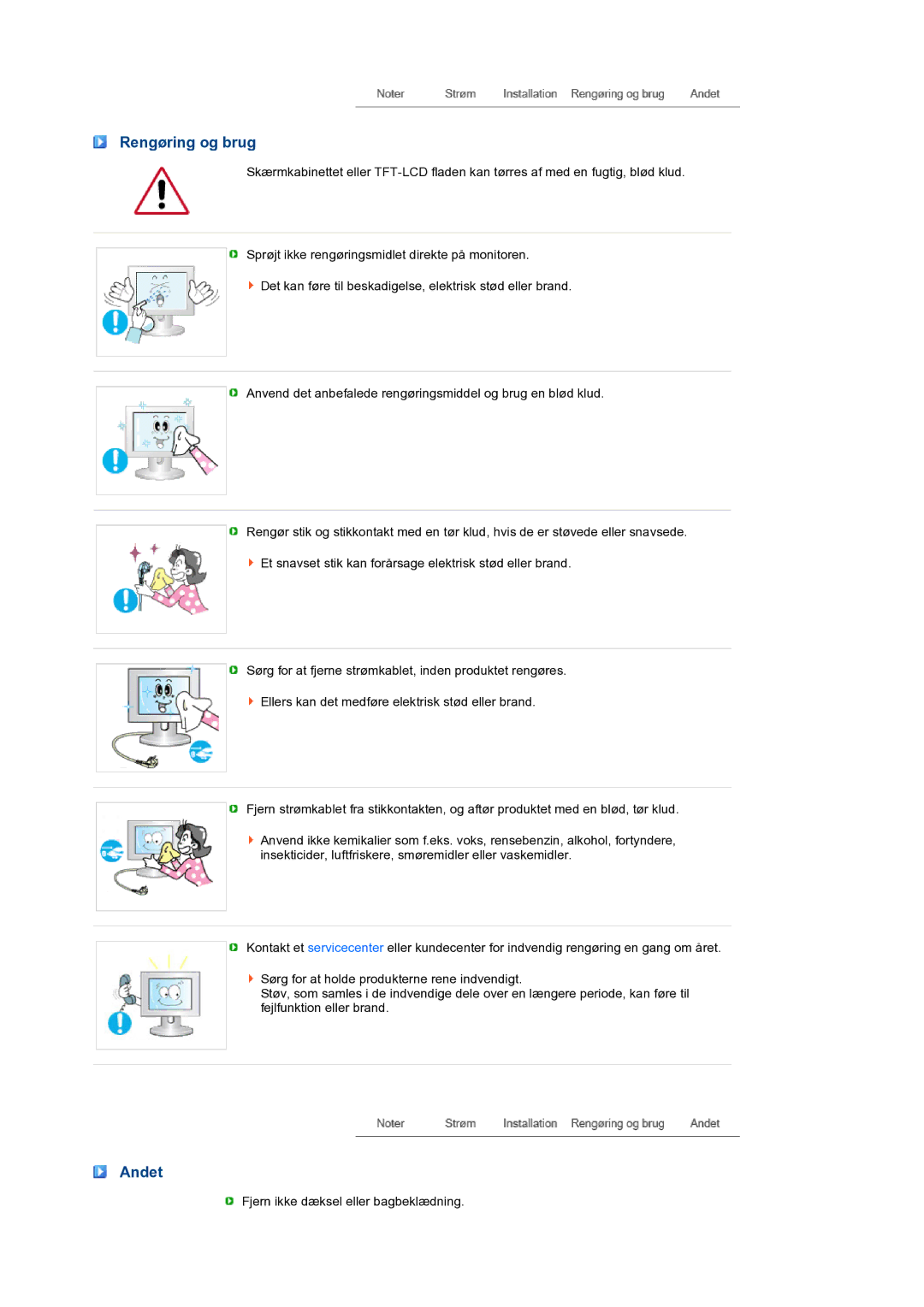 Samsung LS22MEXSFV/EDC manual Rengøring og brug, Andet 