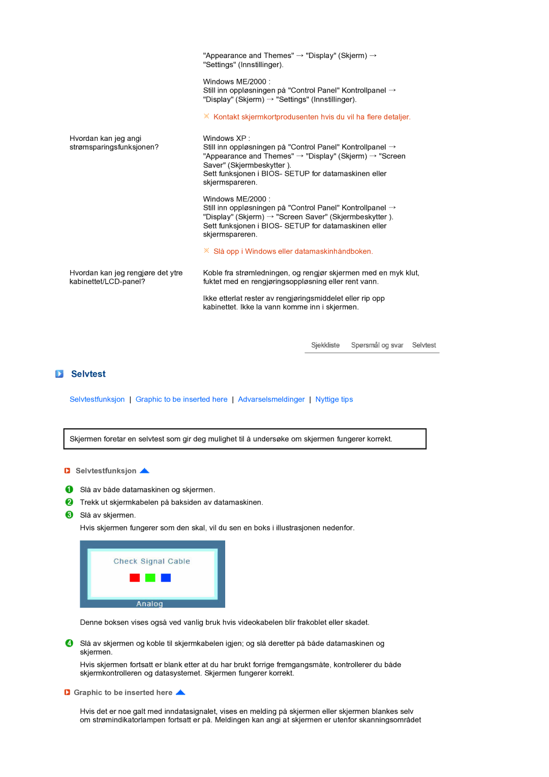 Samsung LS22MEXSFV/EDC manual Selvtestfunksjon, Graphic to be inserted here 