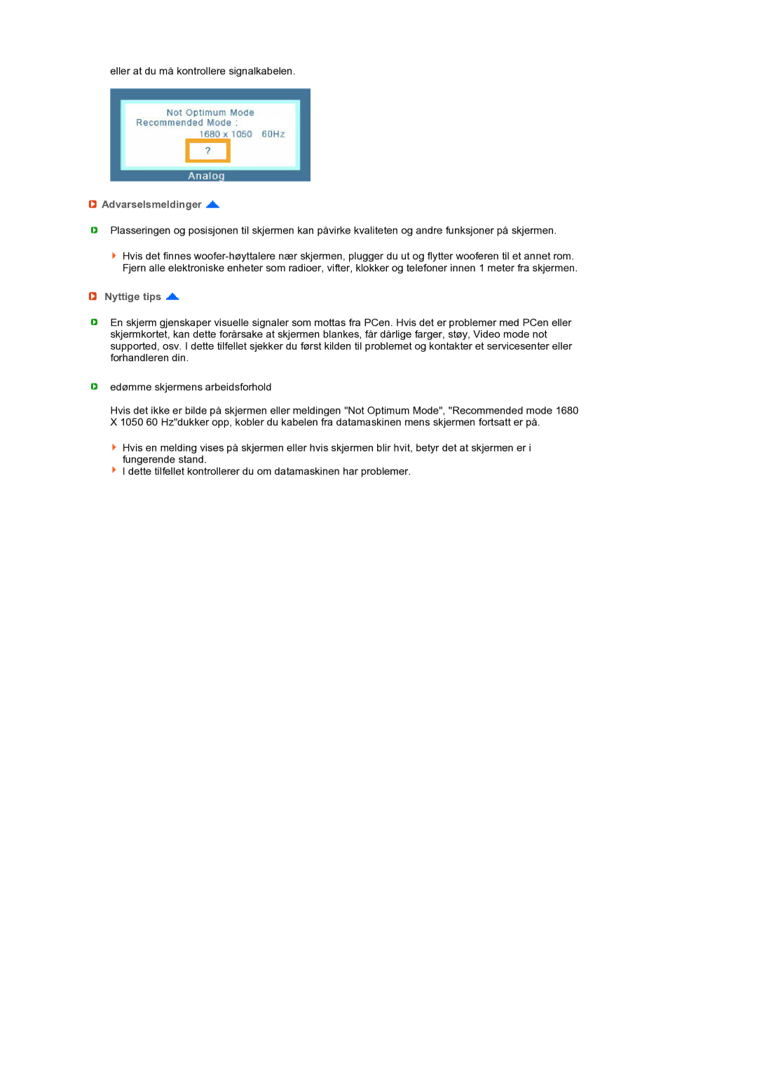 Samsung LS22MEXSFV/EDC manual Nyttige tips 