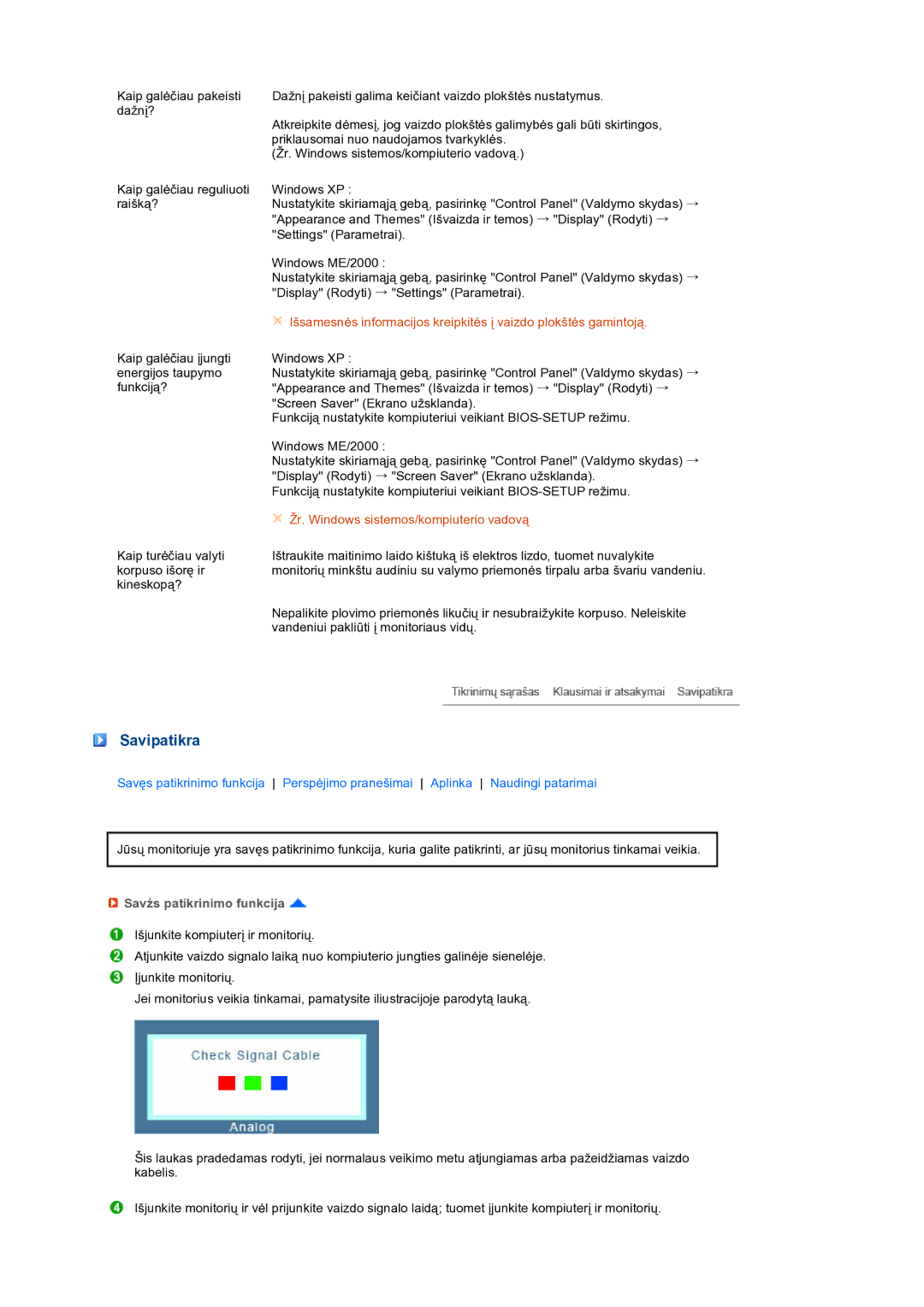 Samsung LS22MEXSFV/EDC manual Savipatikra, Savźs patikrinimo funkcija 