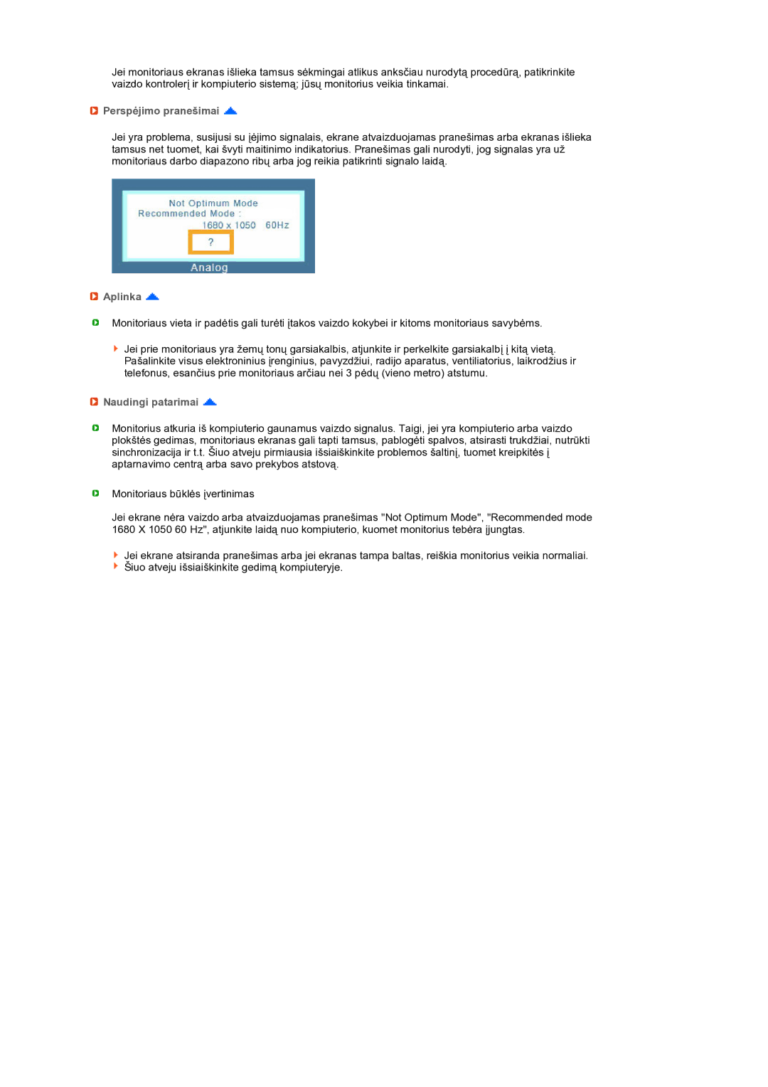 Samsung LS22MEXSFV/EDC manual Perspėjimo pranešimai, Aplinka, Naudingi patarimai 