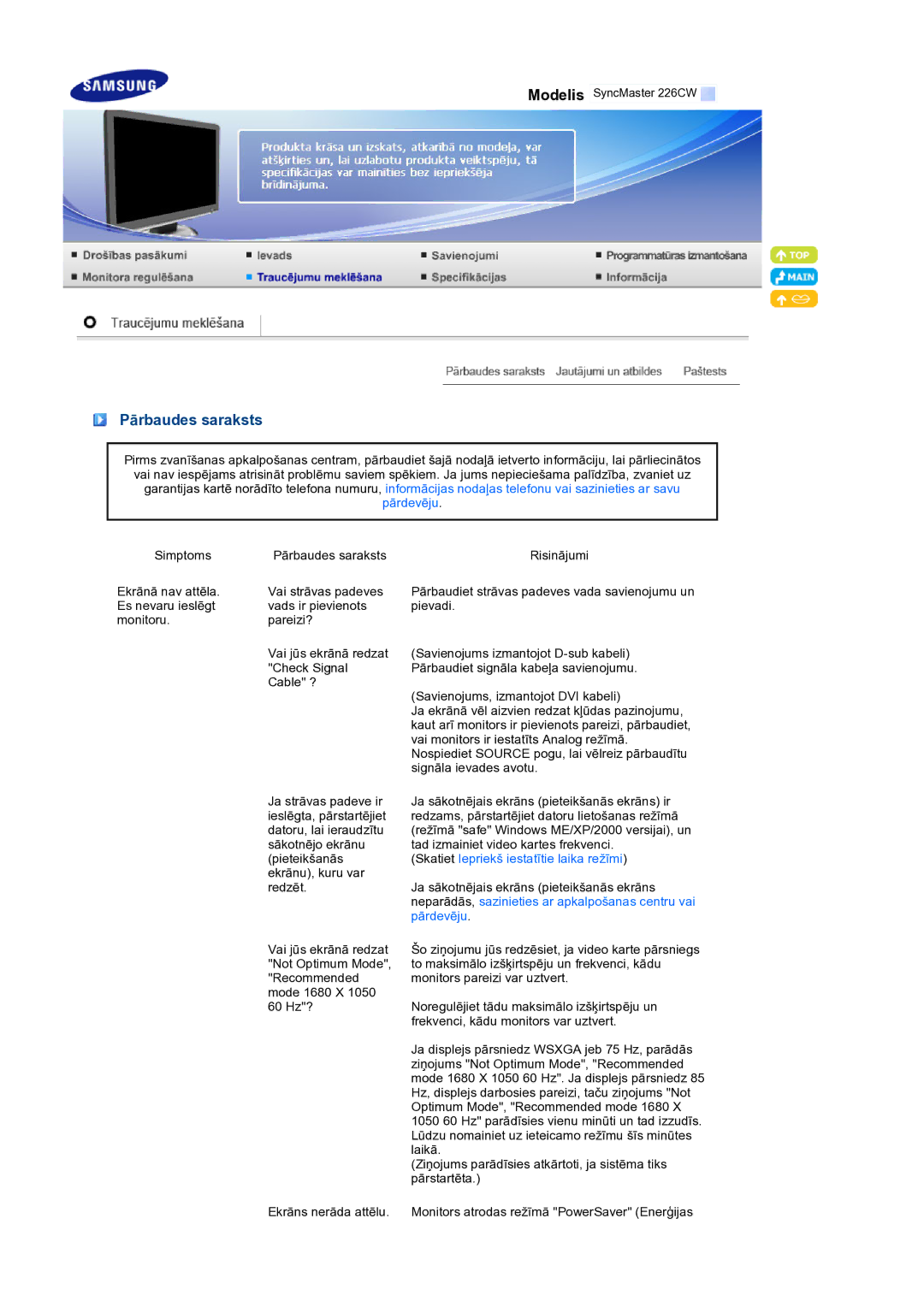 Samsung LS22MEXSFV/EDC manual Pārbaudes saraksts, Pārdevēju 