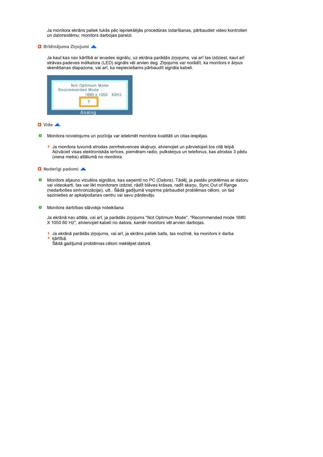 Samsung LS22MEXSFV/EDC manual Brīdinājuma Ziņojumi, Vide, Noderīgi padomi 