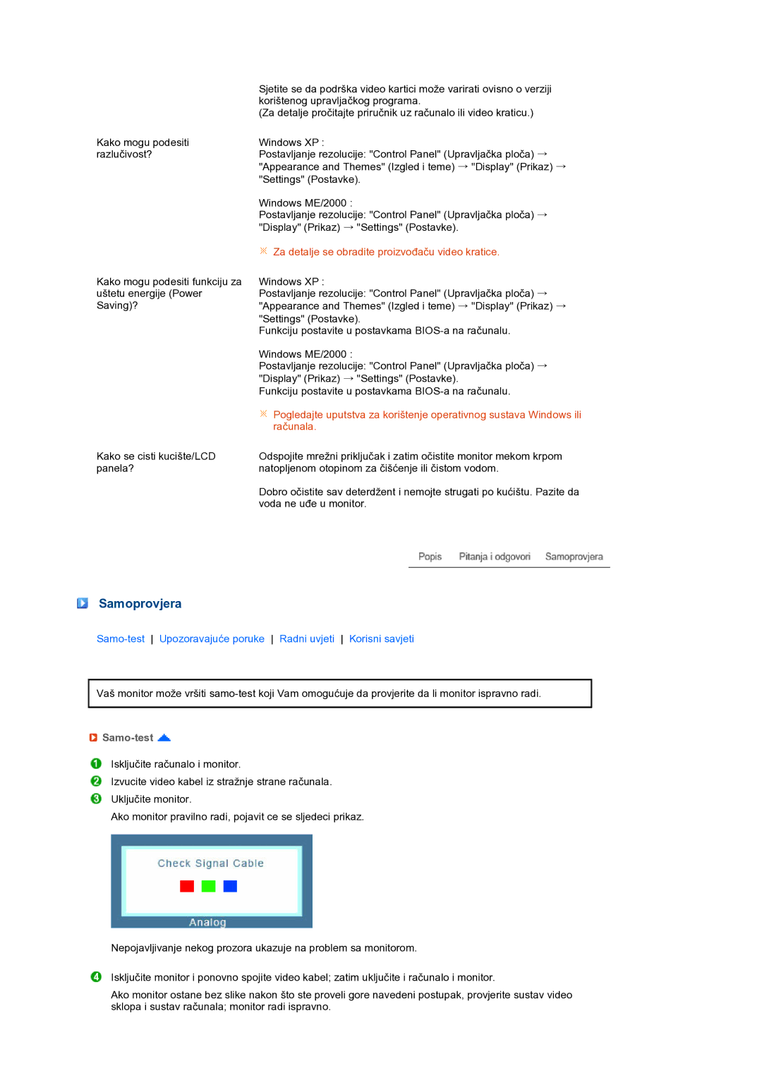 Samsung LS22MEXSFV/EDC manual Samoprovjera, Samo-test 