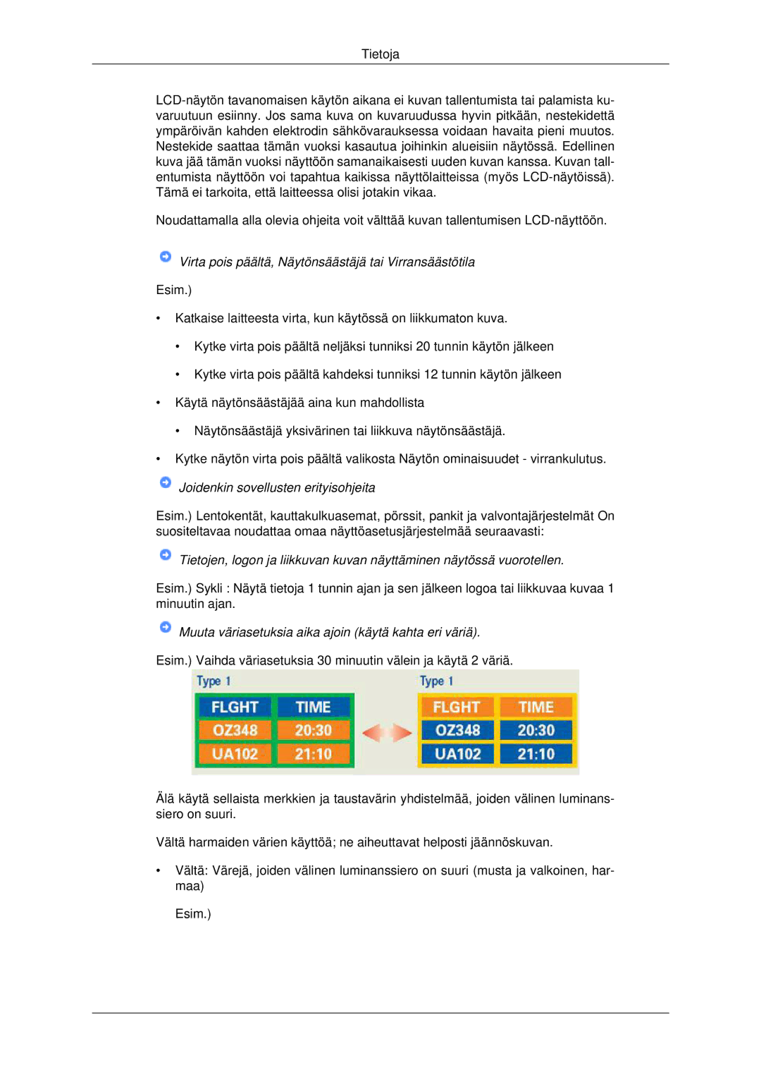 Samsung LS22MYDEBCA/EN, LS22MYDESC/EDC, LS22MYDESCA/EN manual Virta pois päältä, Näytönsäästäjä tai Virransäästötila 