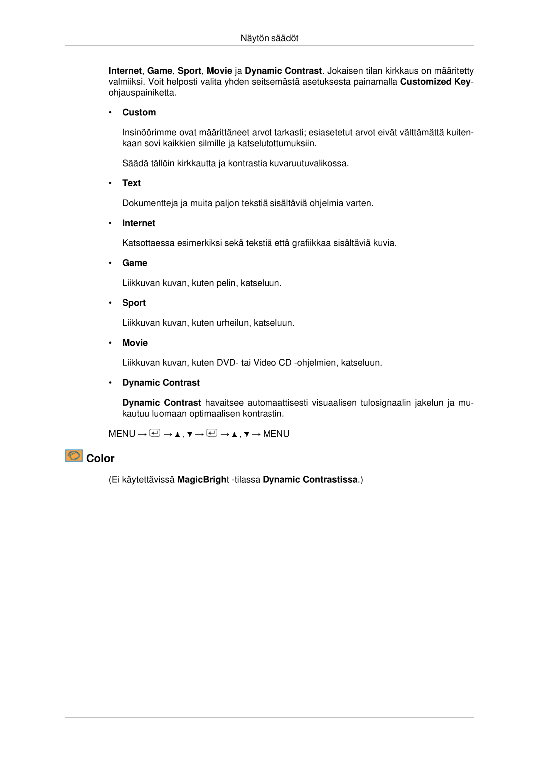 Samsung LS22MYDEBC/EDC, LS22MYDEBCA/EN, LS22MYDESC/EDC, LS22MYDESCA/EN, LS19MYDESC/EDC manual Color 