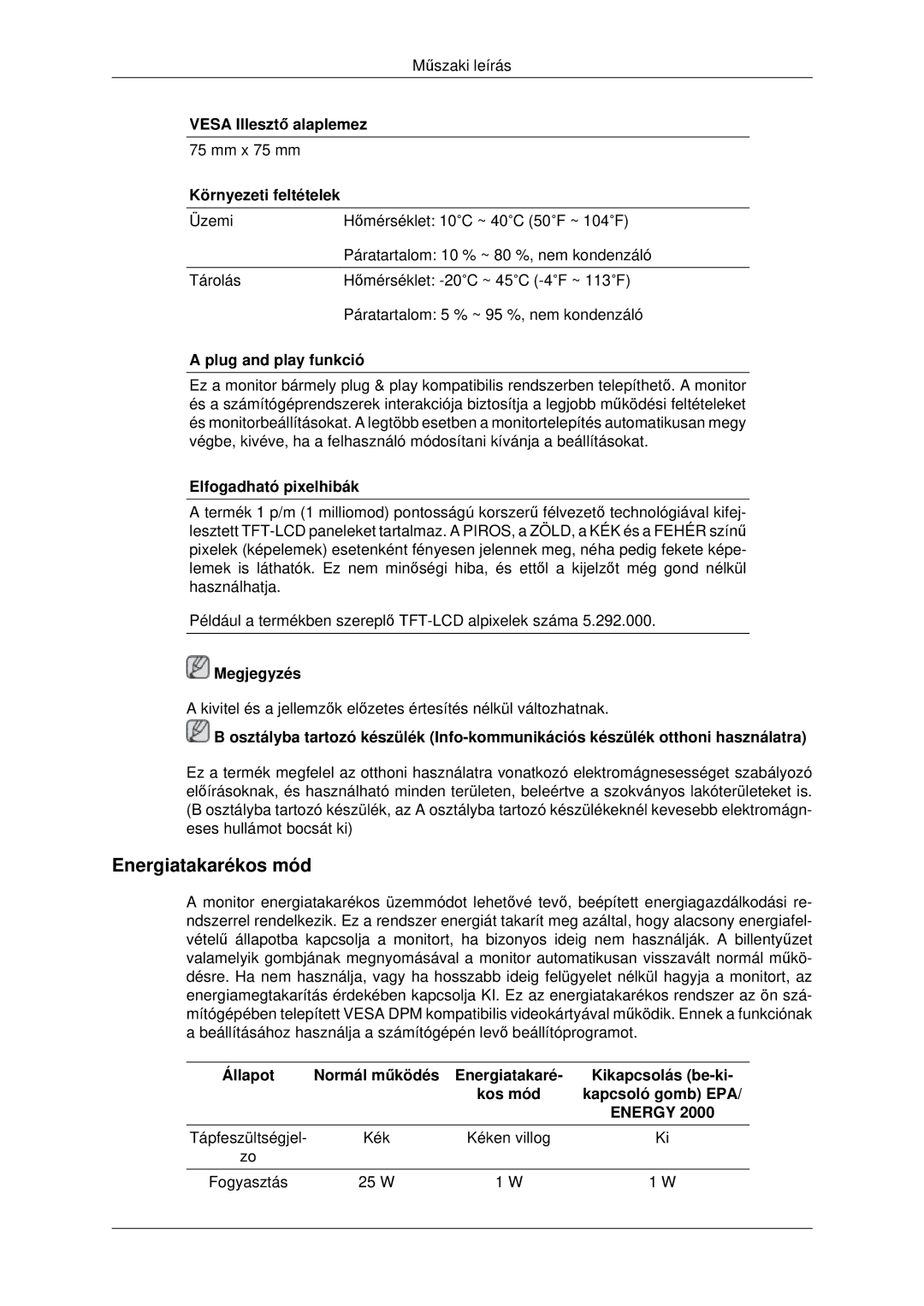 Samsung LS22MYDESC/EDC, LS22MYDEBCA/EN, LS22MYDESCA/EN, LS22MYDEBC/EDC manual Kikapcsolás be-ki Kos mód Kapcsoló gomb EPA 