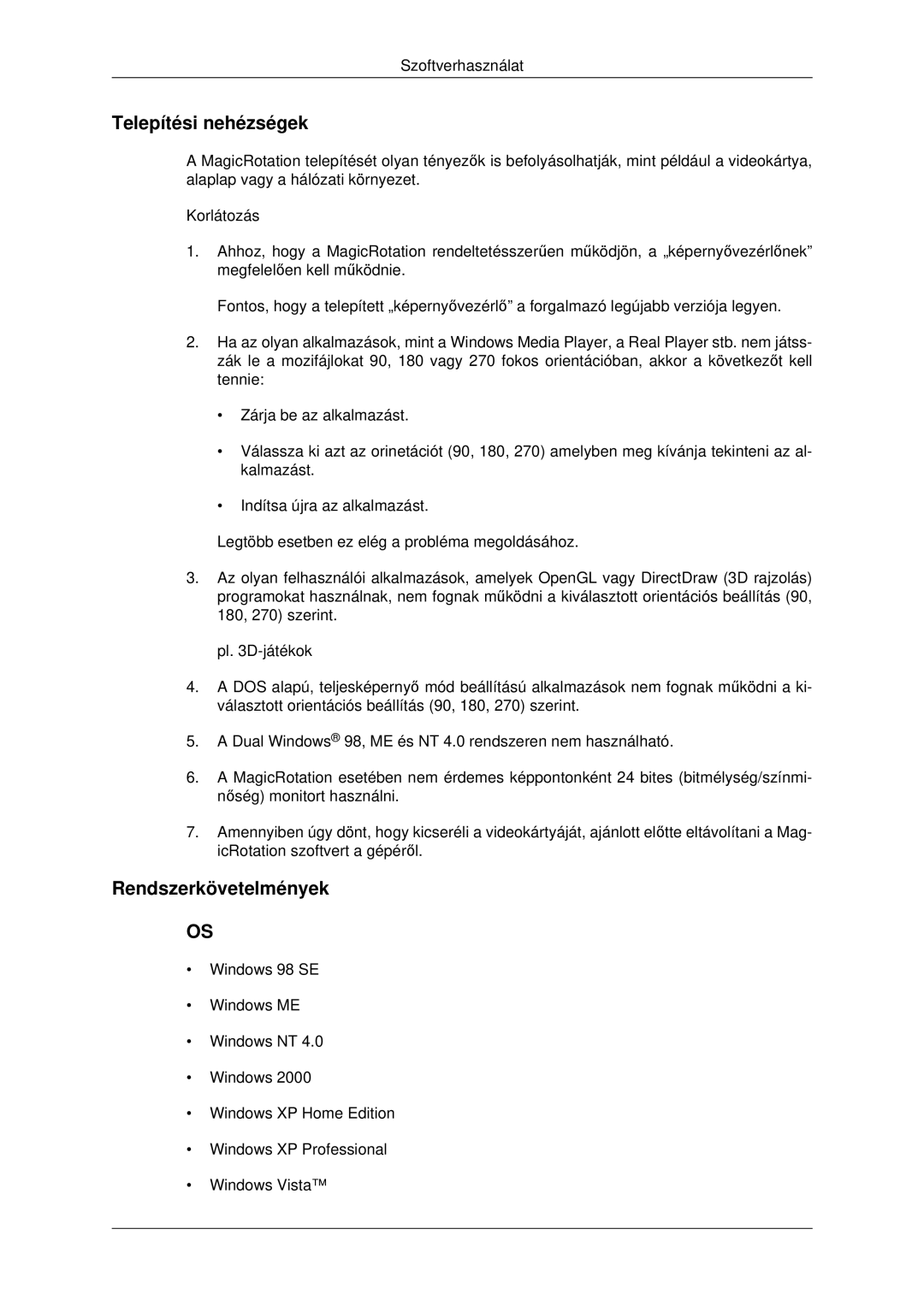 Samsung LS22MYDESCA/EN, LS22MYDEBCA/EN, LS22MYDESC/EDC, LS22MYDEBC/EDC, LS19MYDEBCBEDC manual Telepítési nehézségek 