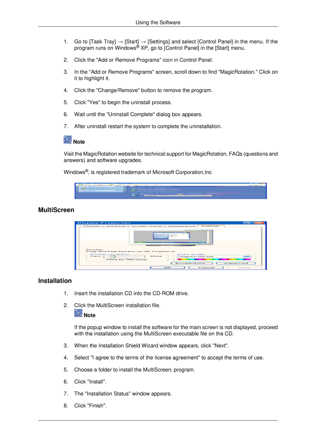 Samsung LS22MYDEBC/EDC, LS22MYDEBCA/EN, LS22MYDESC/EDC, LS22MYDESCA/EN, LS22MYDKBQRXSJ manual MultiScreen Installation 