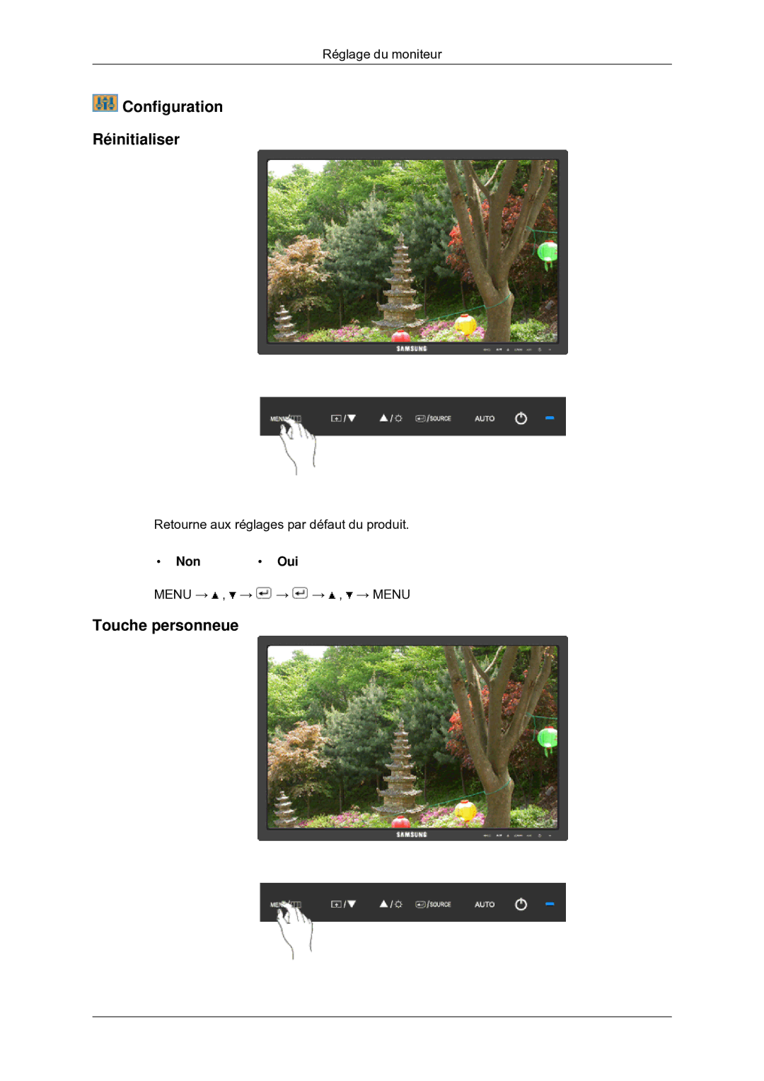 Samsung LS22MYDEBC/EDC manual Configuration Réinitialiser 