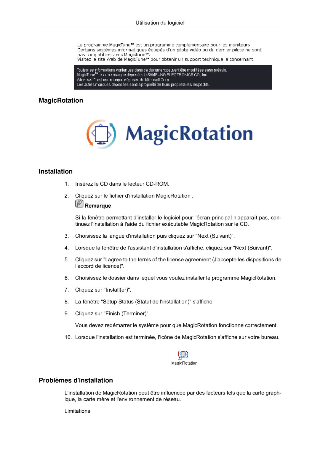 Samsung LS22MYDEBC/EDC manual MagicRotation Installation 