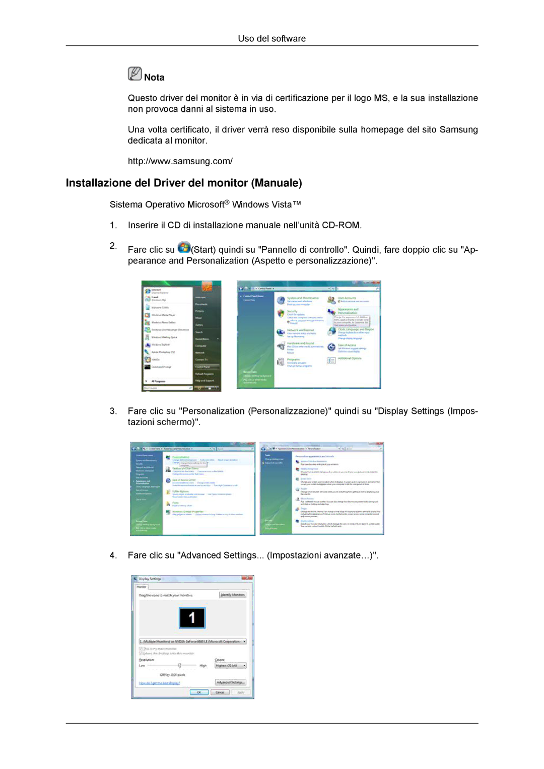 Samsung LS22MYKDSCA/EN, LS22MYDDSC/EDC manual Installazione del Driver del monitor Manuale 