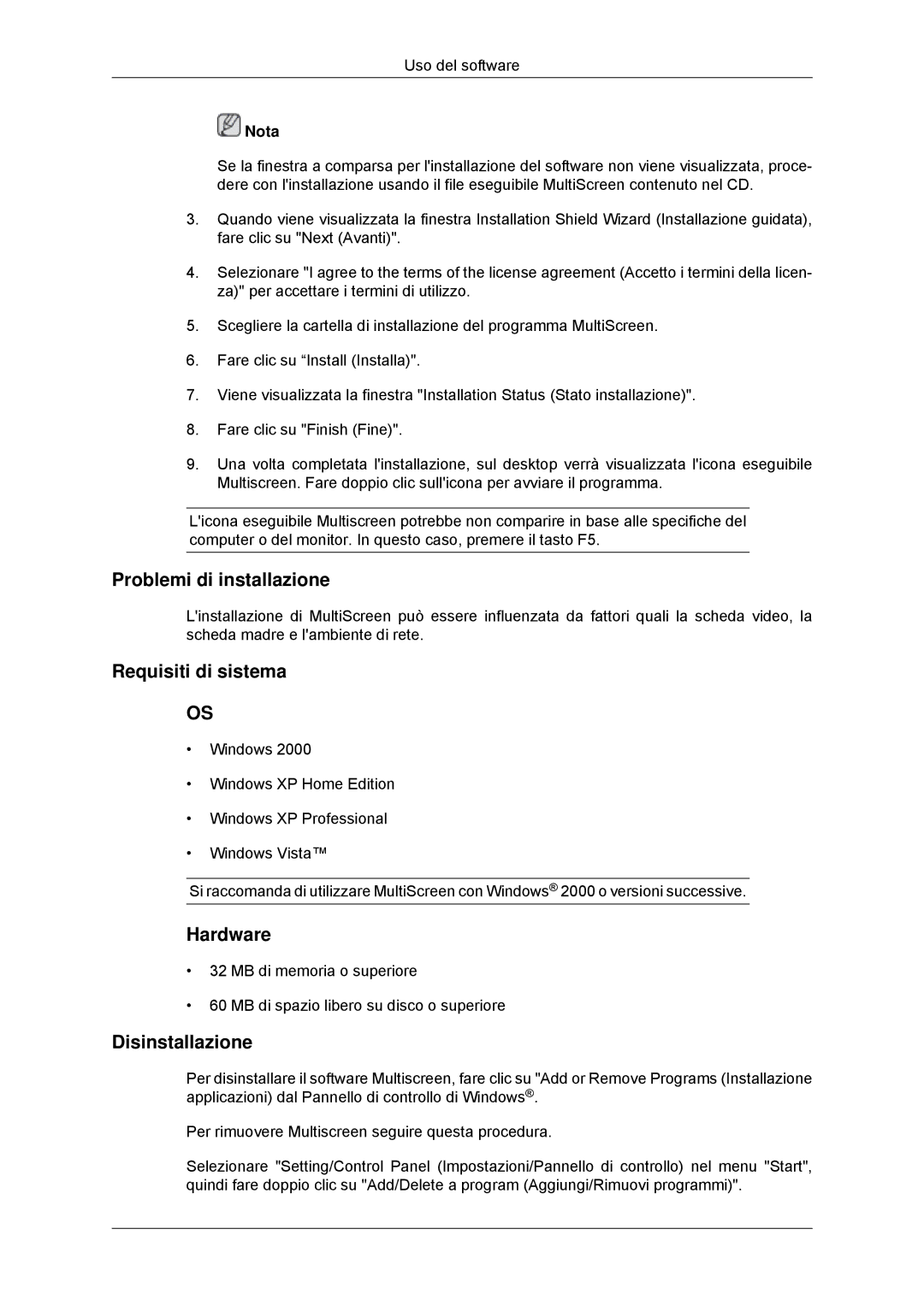 Samsung LS22MYKDSCA/EN, LS22MYDDSC/EDC manual Problemi di installazione 